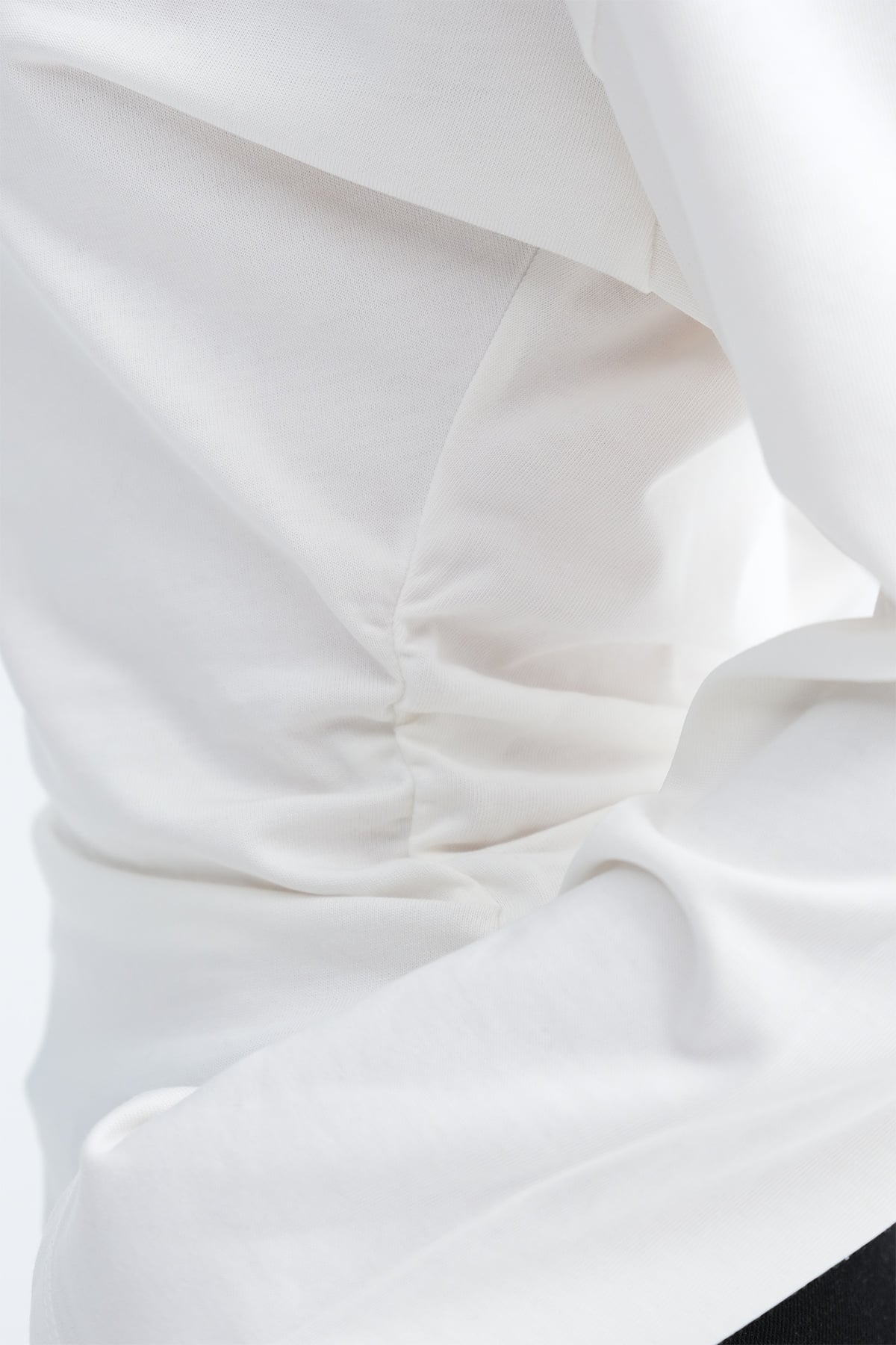Ecru_Ruched-Long-Sleeve-T-shirt-addax