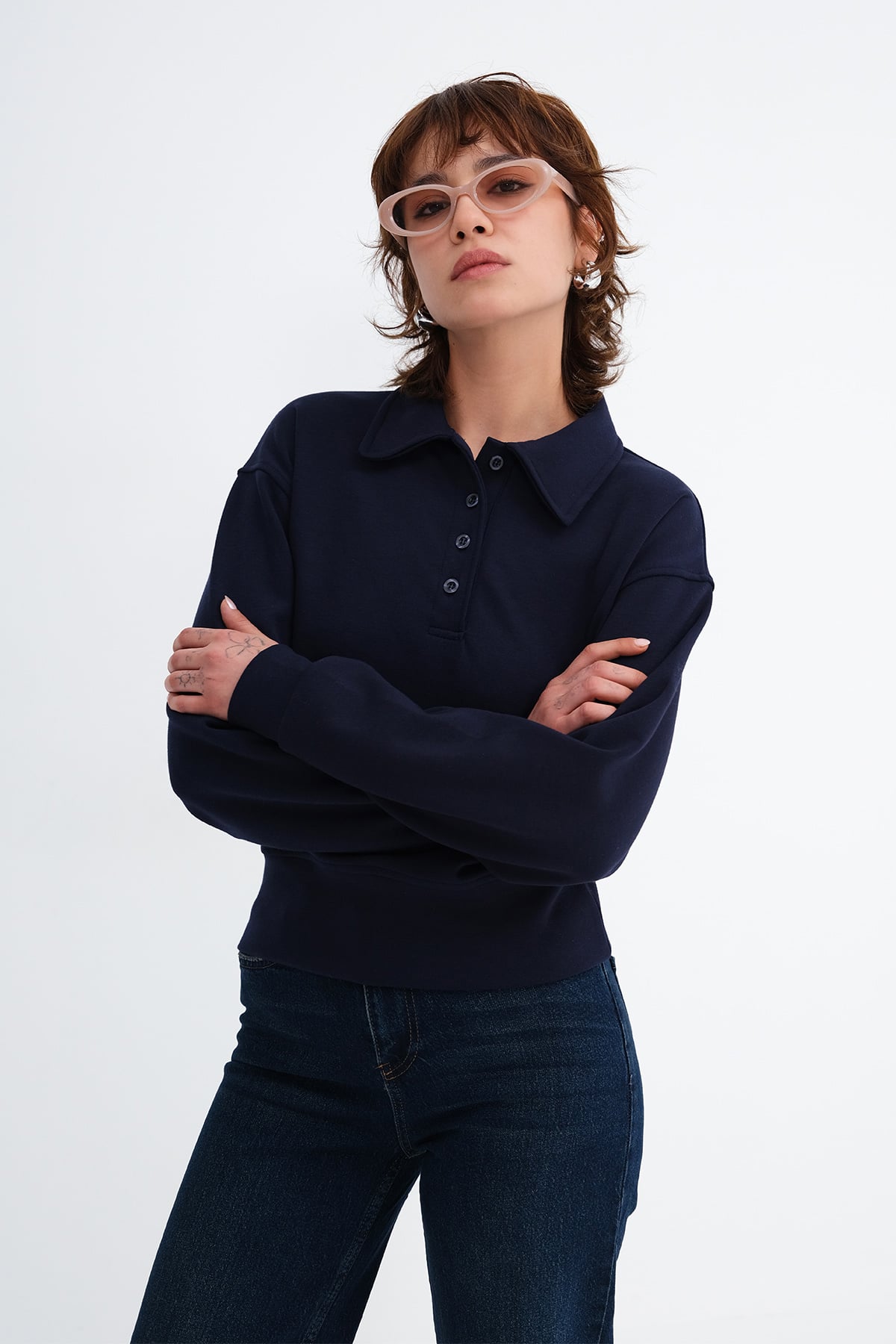 Dark-Night-Blue_Button-Neck-Sweatshirt-addax