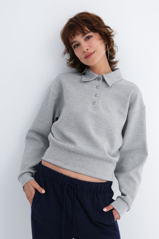 Grey-Melange_Button-Neck-Sweatshirt-addax