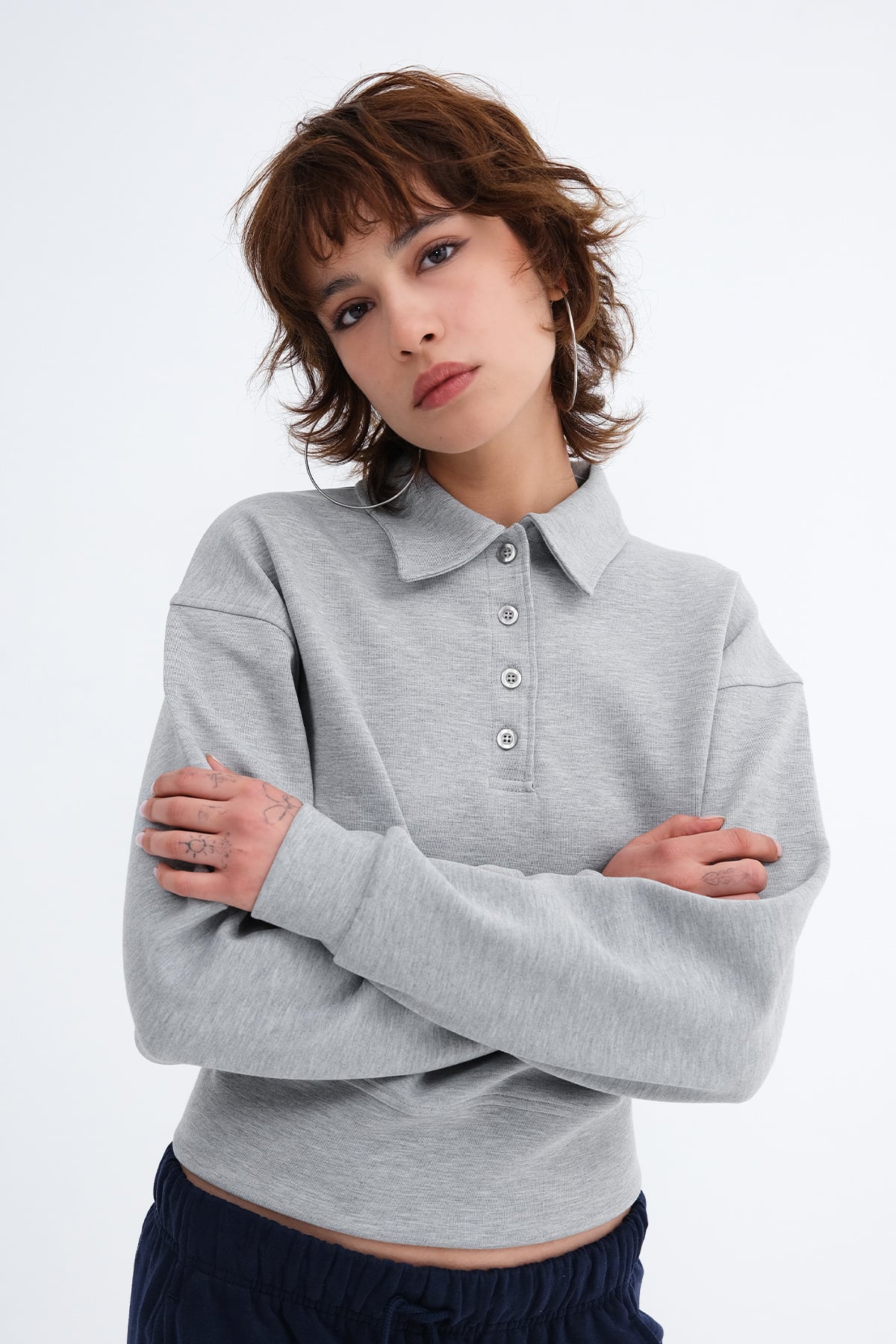Grey-Melange_Button-Neck-Sweatshirt-addax