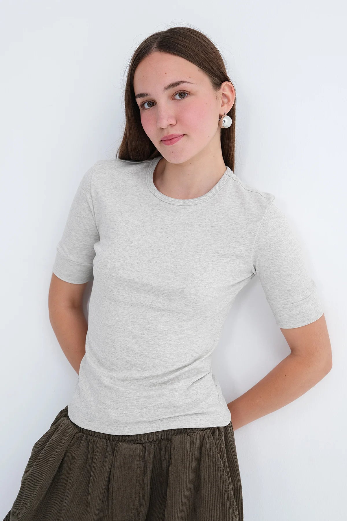 Grey-Melange_Crew-Neck-T-shirt-addax
