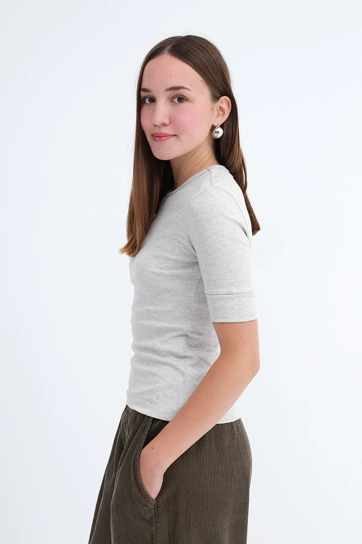Grey-Melange_Crew-Neck-T-shirt-addax