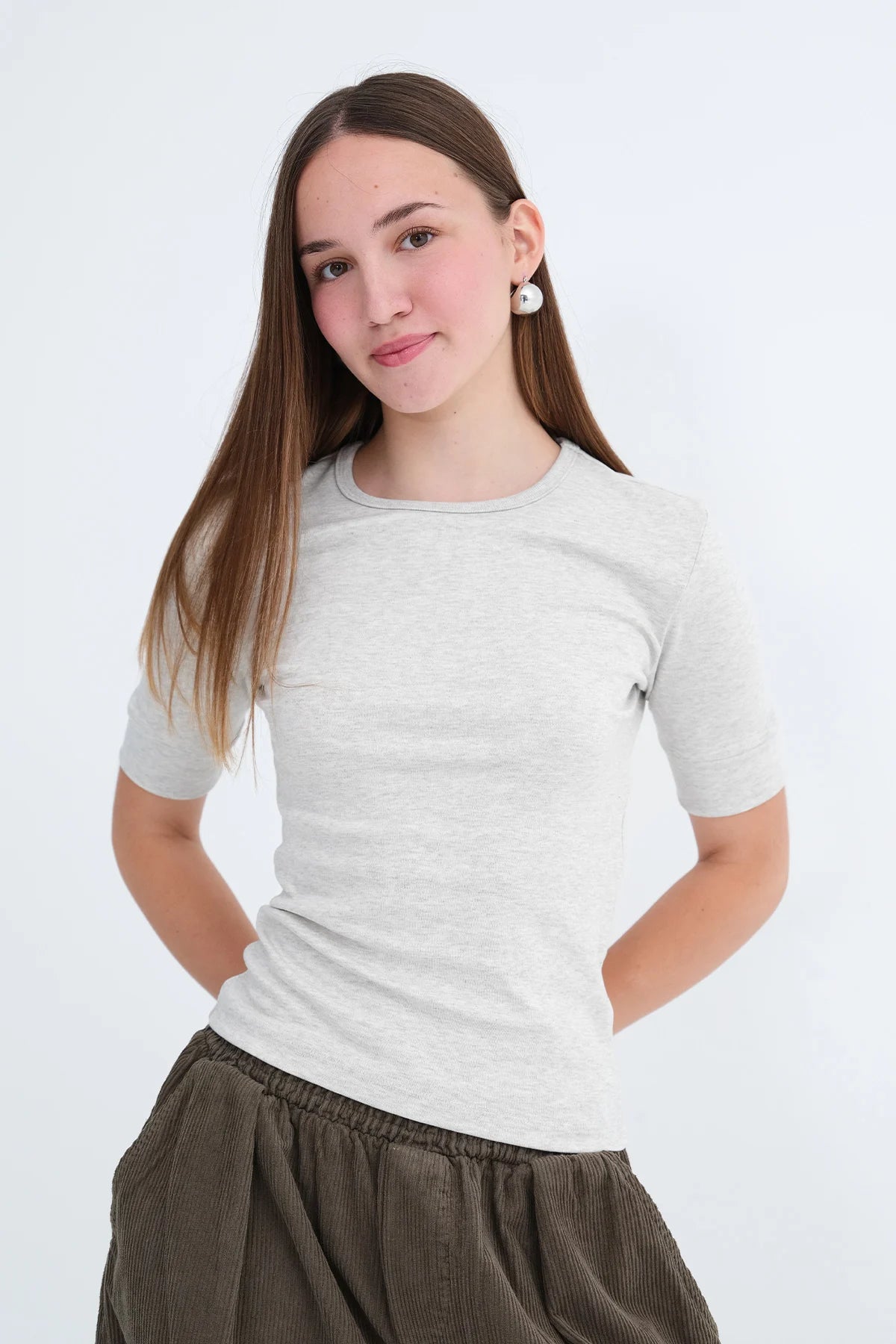 Grey-Melange_Crew-Neck-T-shirt-addax