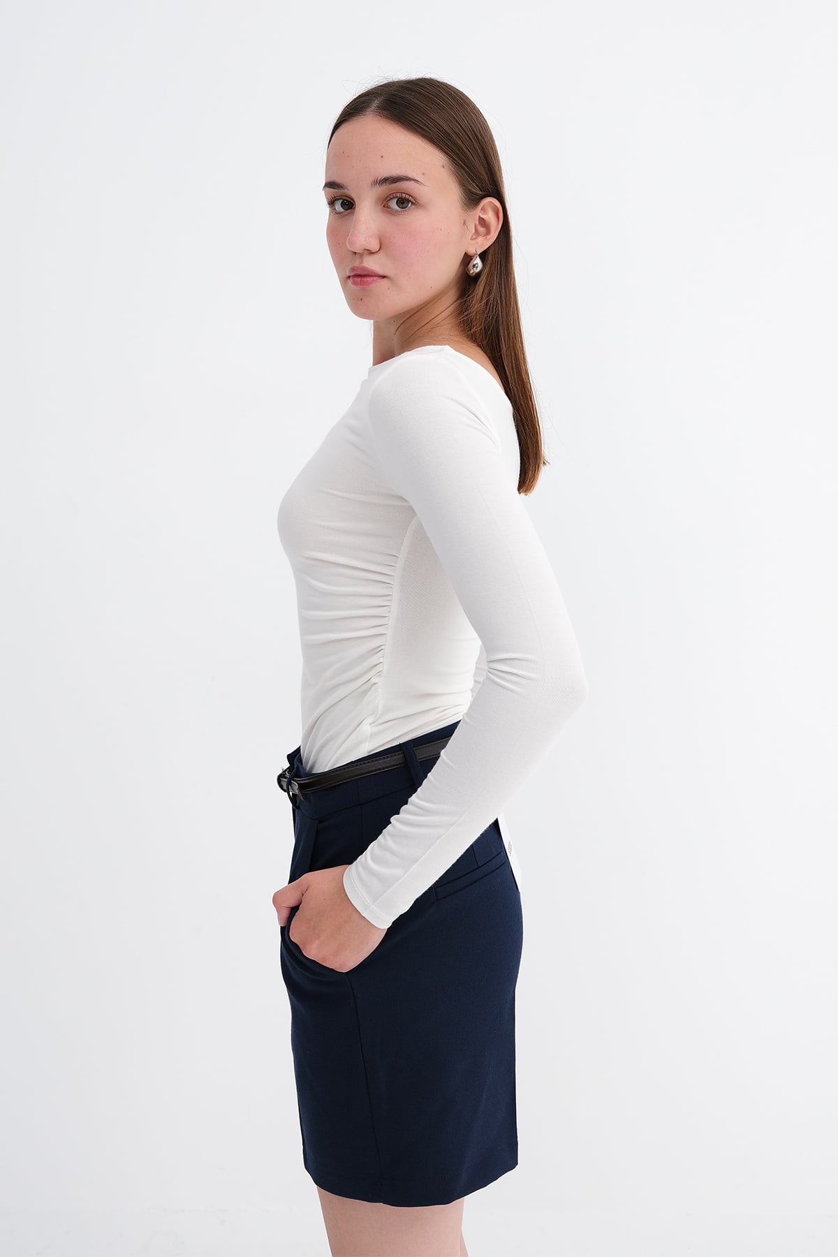 Ecru_Boat-Neck-Ruched-Blouse-addax