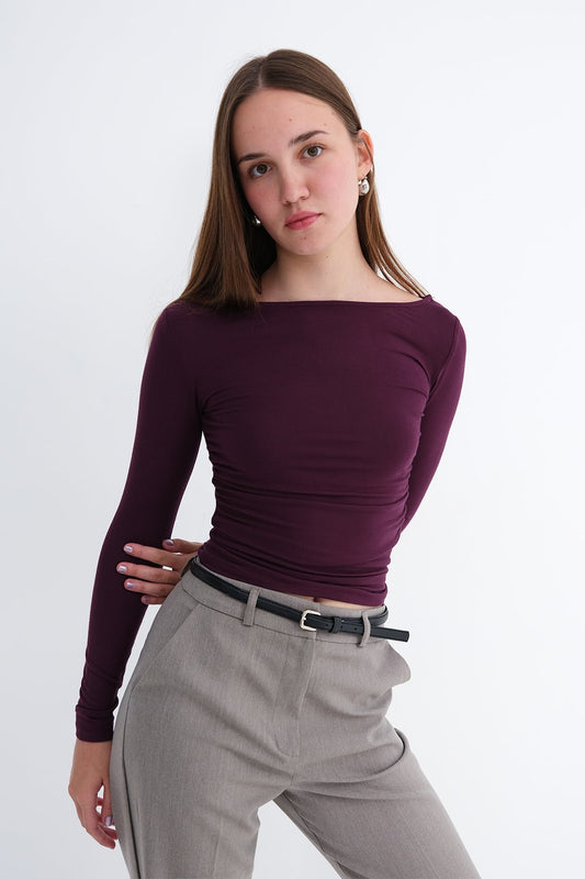Gardenia_Boat-Neck-Ruched-Blouse-addax