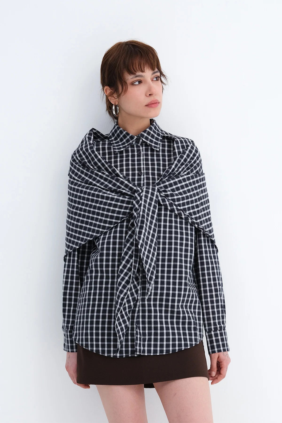 Dark-Night-Blue_Scarf-Detail-Checked-Shirt-addax