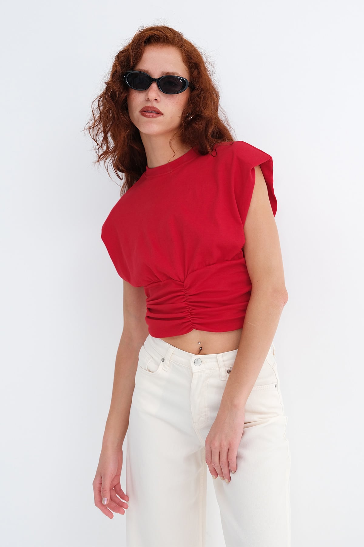 Red_Ruched-Shoulder-Pad-Blouse-addax
