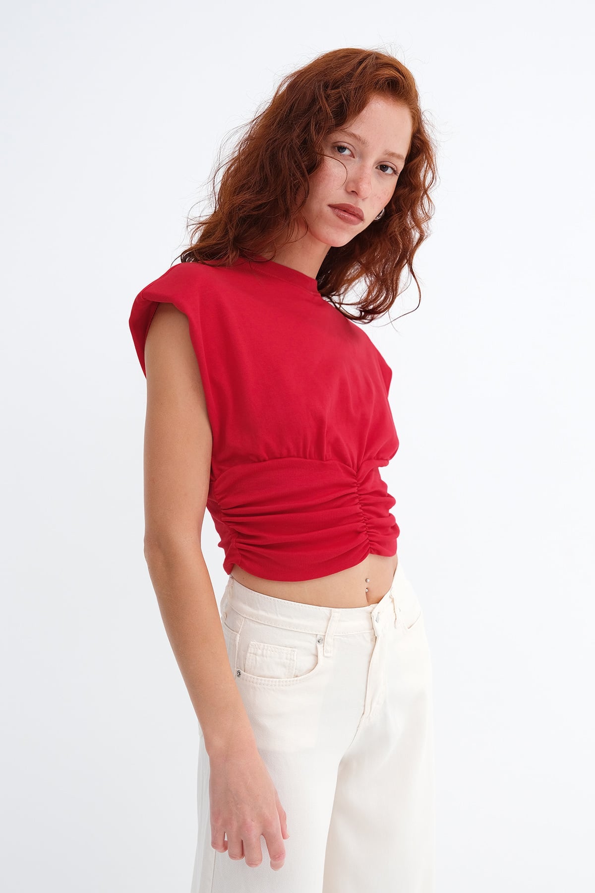 Red_Ruched-Shoulder-Pad-Blouse-addax