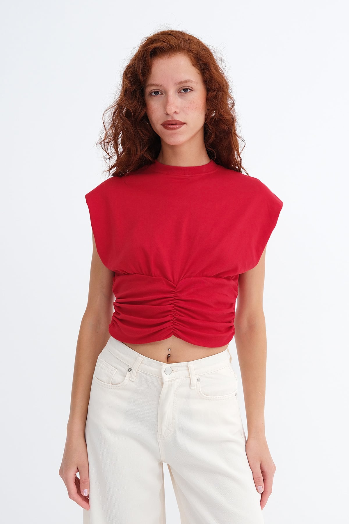 Red_Ruched-Shoulder-Pad-Blouse-addax