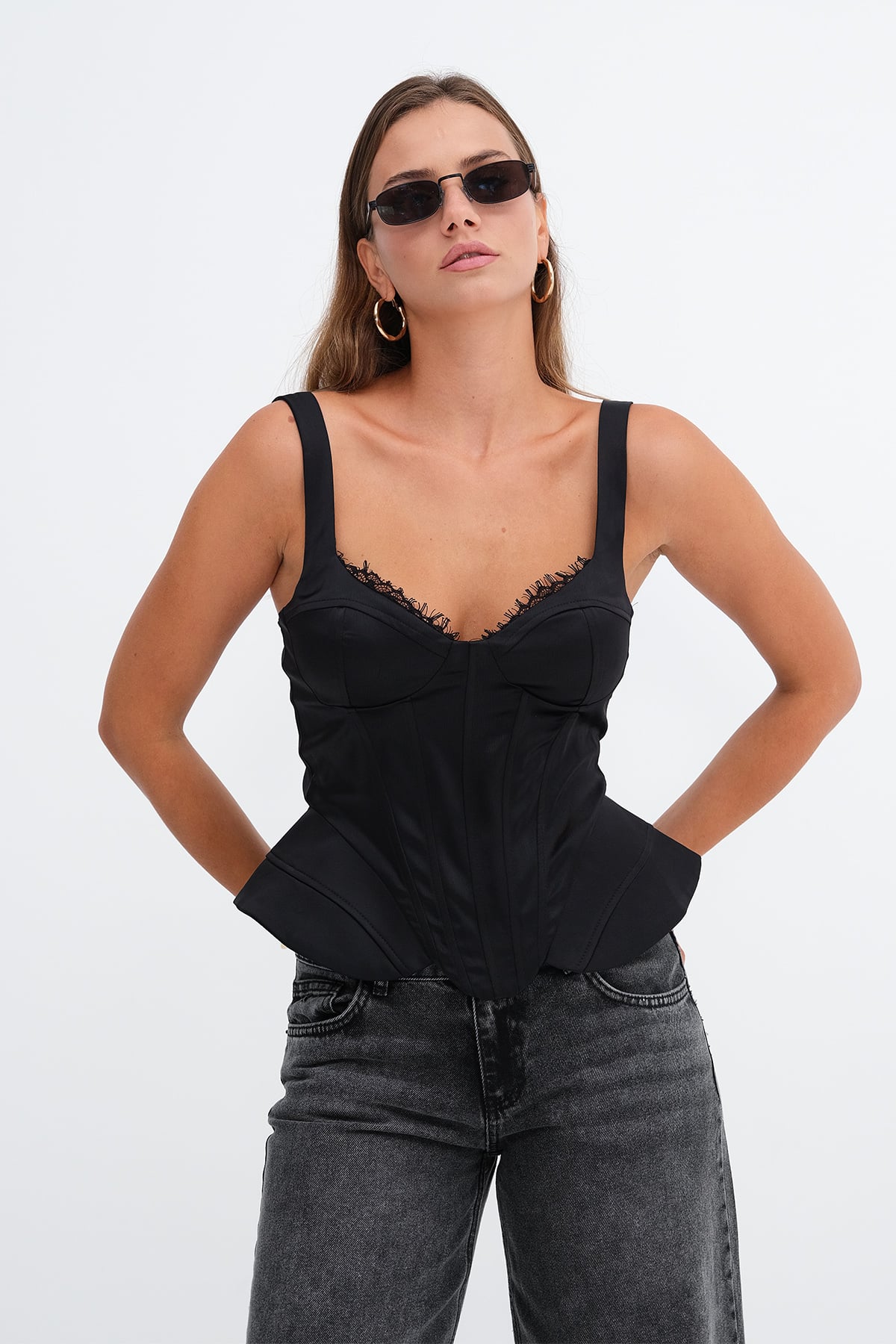 Tie Front Corset Blouse