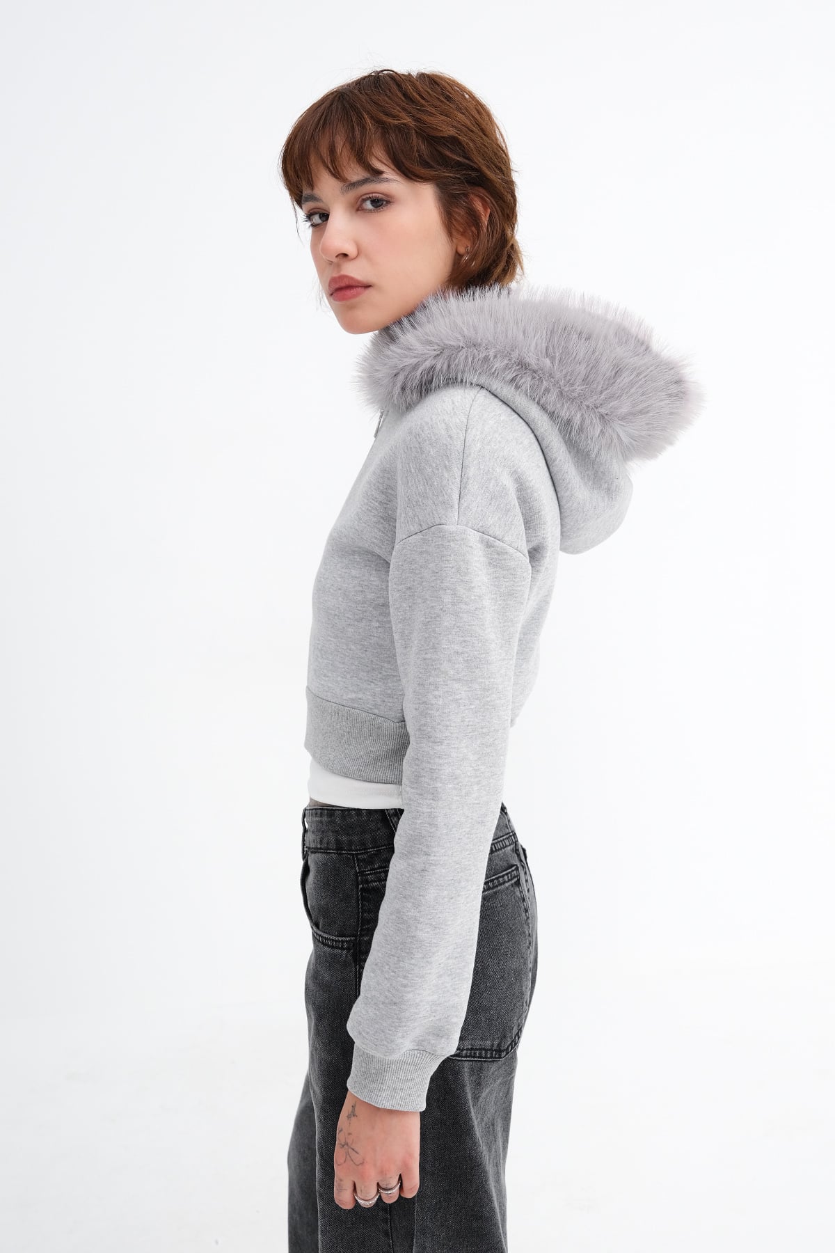 Grey-Melange_Brushed-Fur-Lined-Cardigan-addax