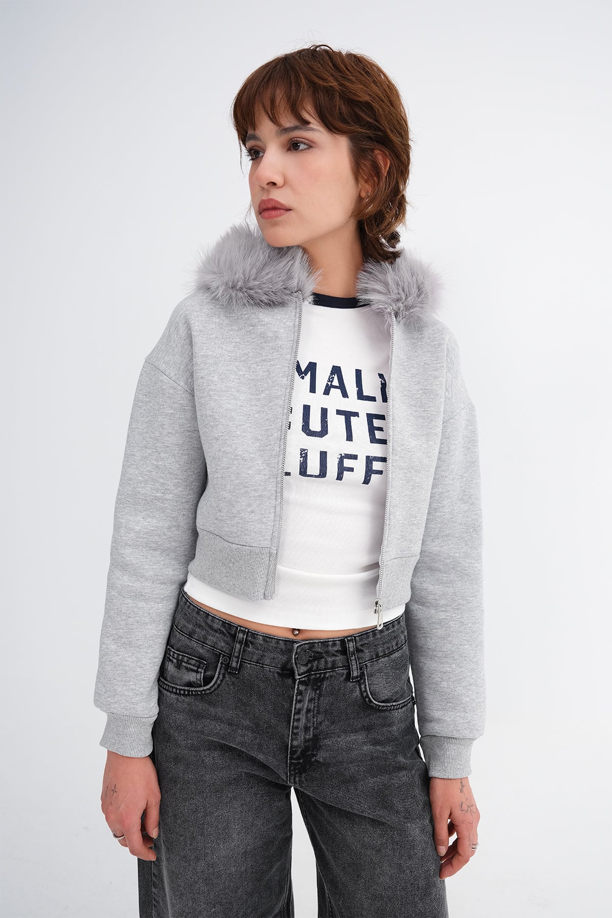 Grey-Melange_Brushed-Fur-Lined-Cardigan-addax