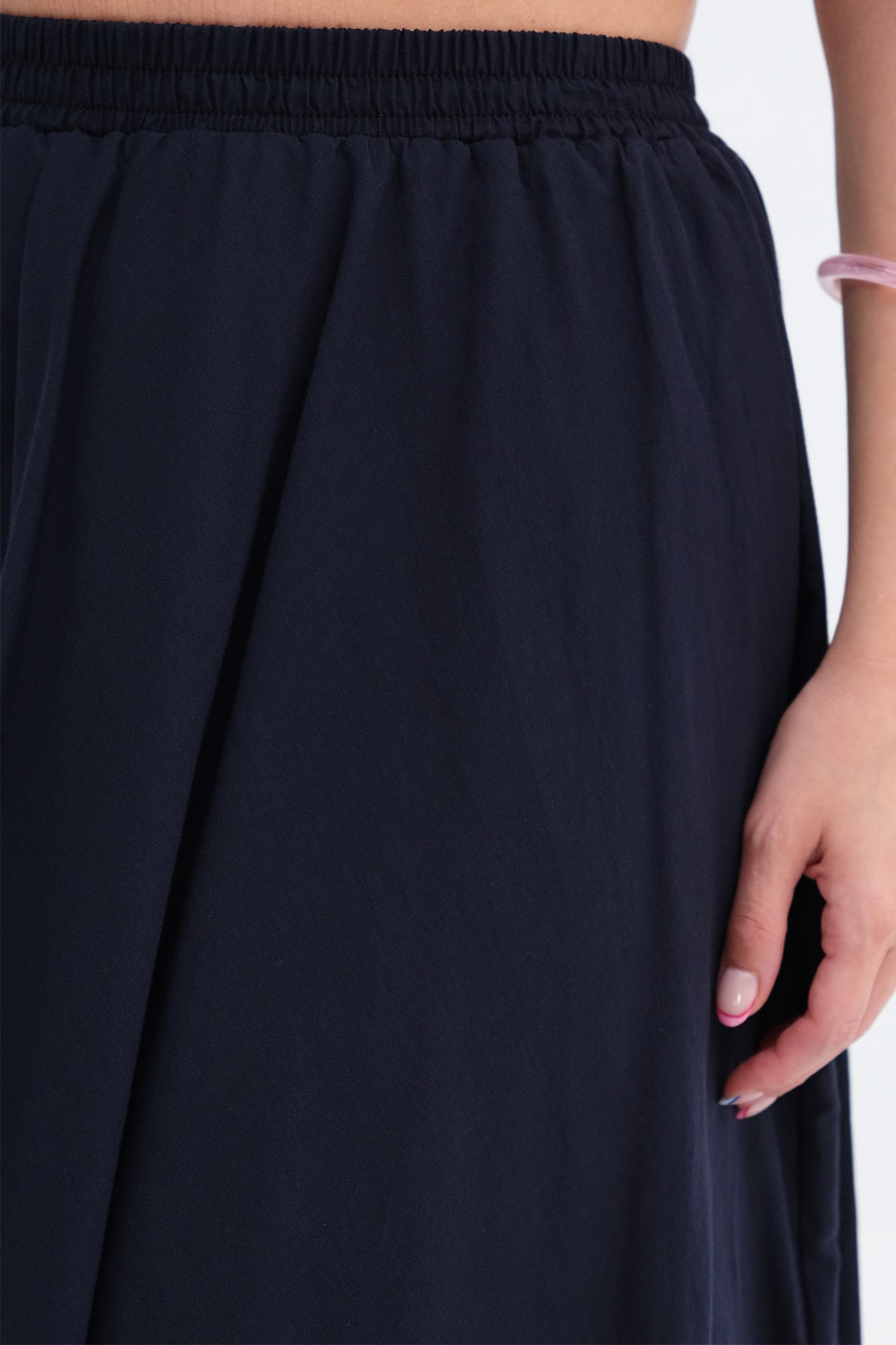 Dark-Night-Blue_Elastic-Waist-Long-Skirt-addax