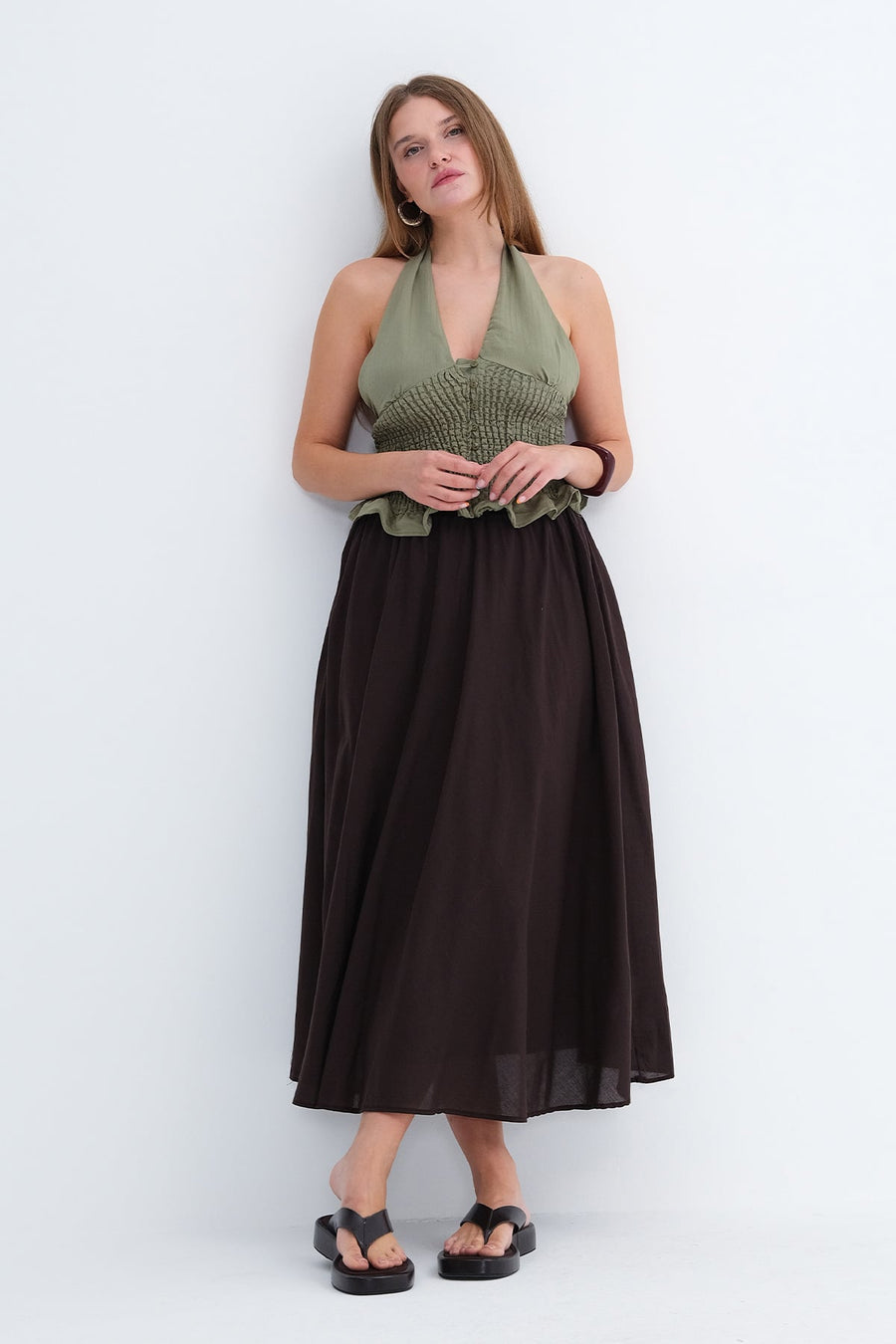 Bitter-Coffee_Elastic-Waist-Long-Skirt-addax