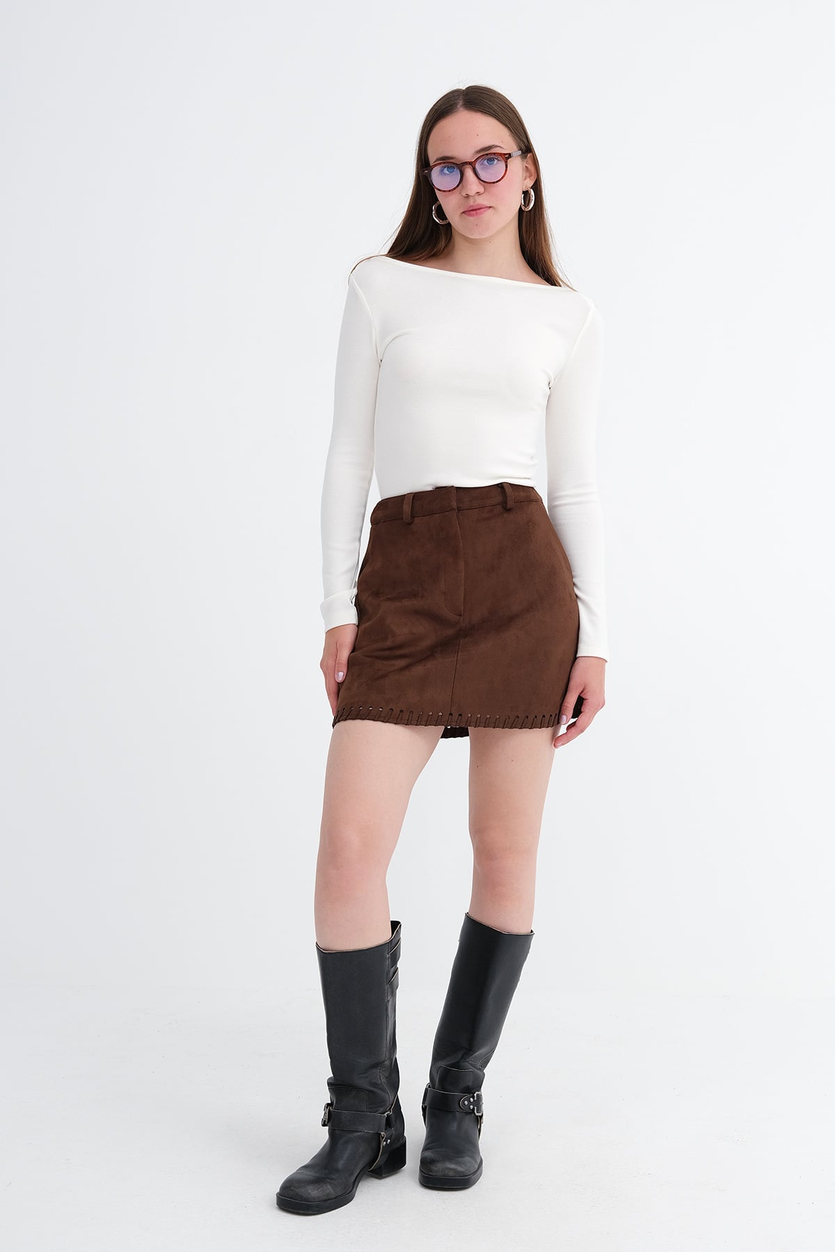 Brown_Suede-Mini-Skirt-addax