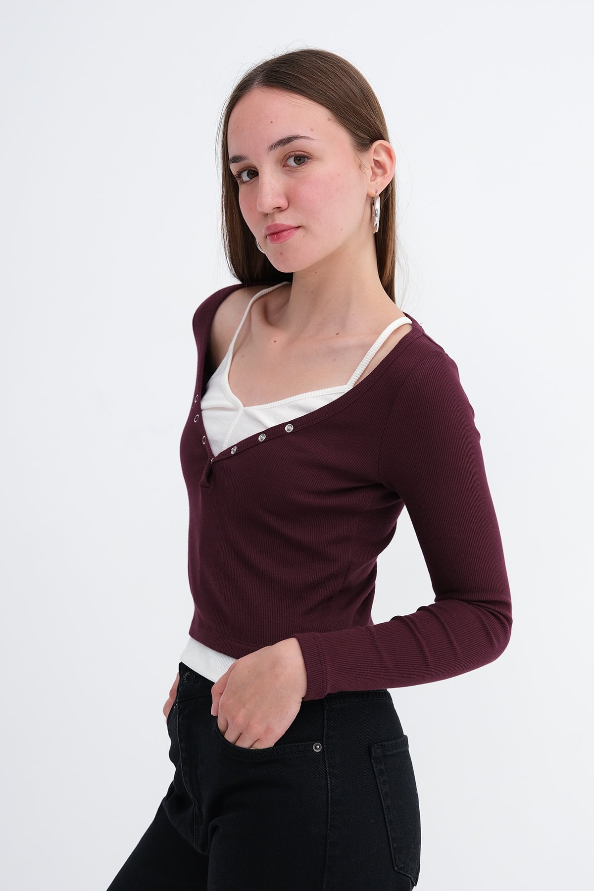 Burgundy_Tank-Top-Detail-Ribbed-Blouse-addax