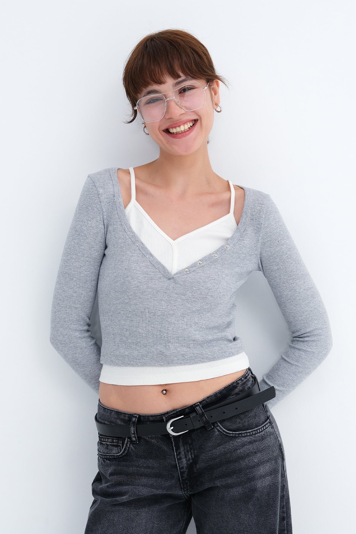 Snow-Melange_Tank-Top-Detail-Ribbed-Blouse-addax