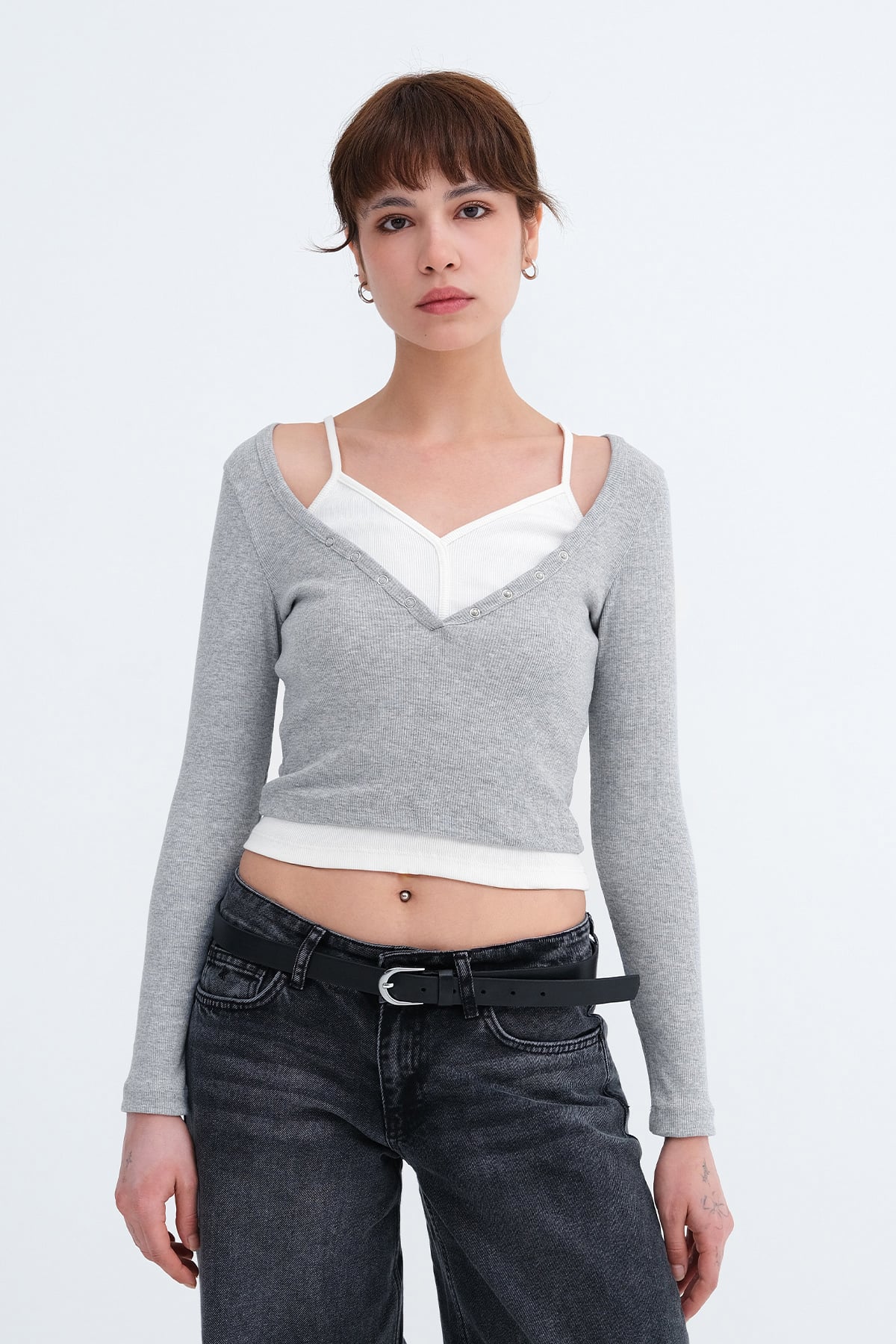 Snow-Melange_Tank-Top-Detail-Ribbed-Blouse-addax