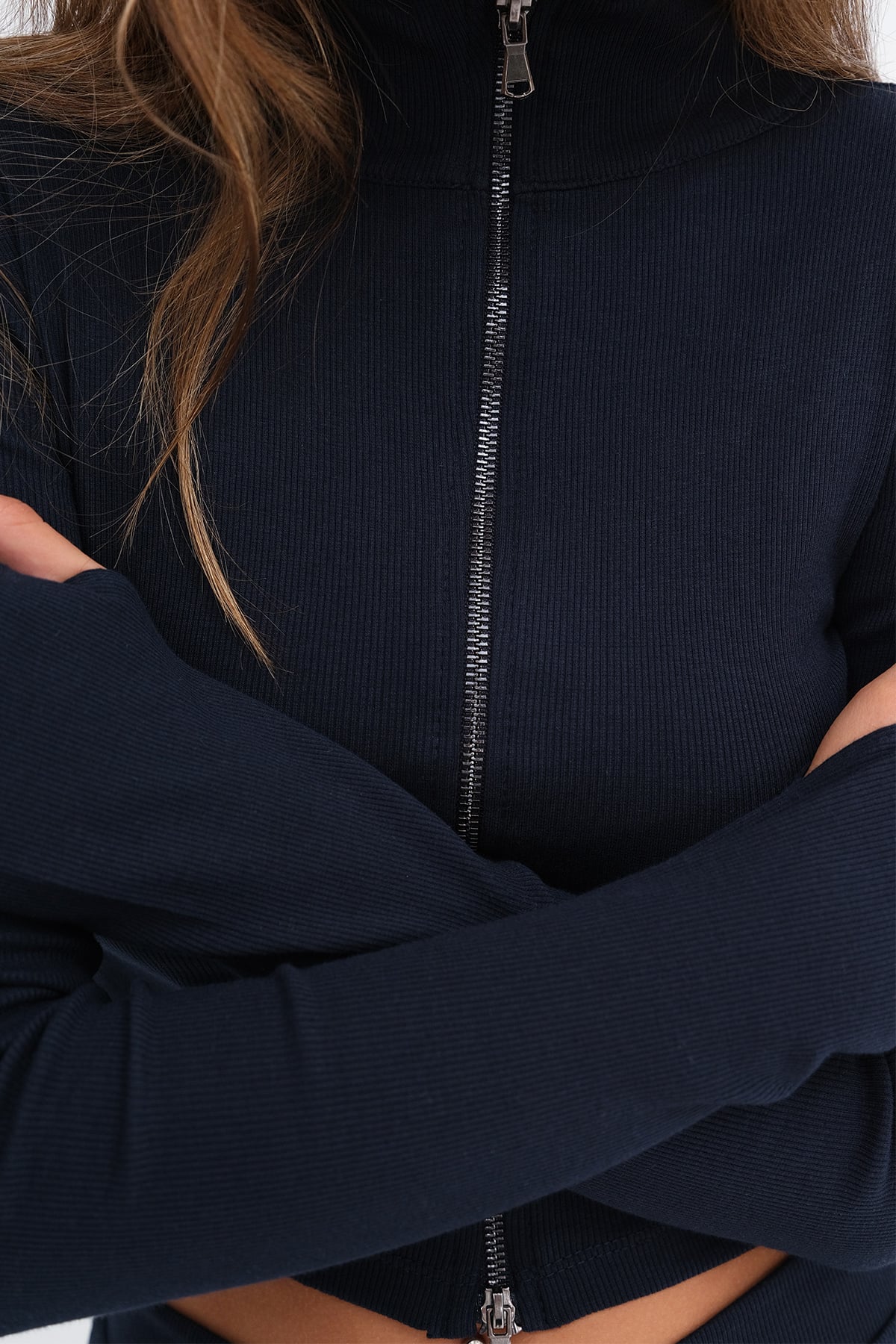 Dark-Night-Blue_Long-Sleeve-Zip-Up-Blouse-addax