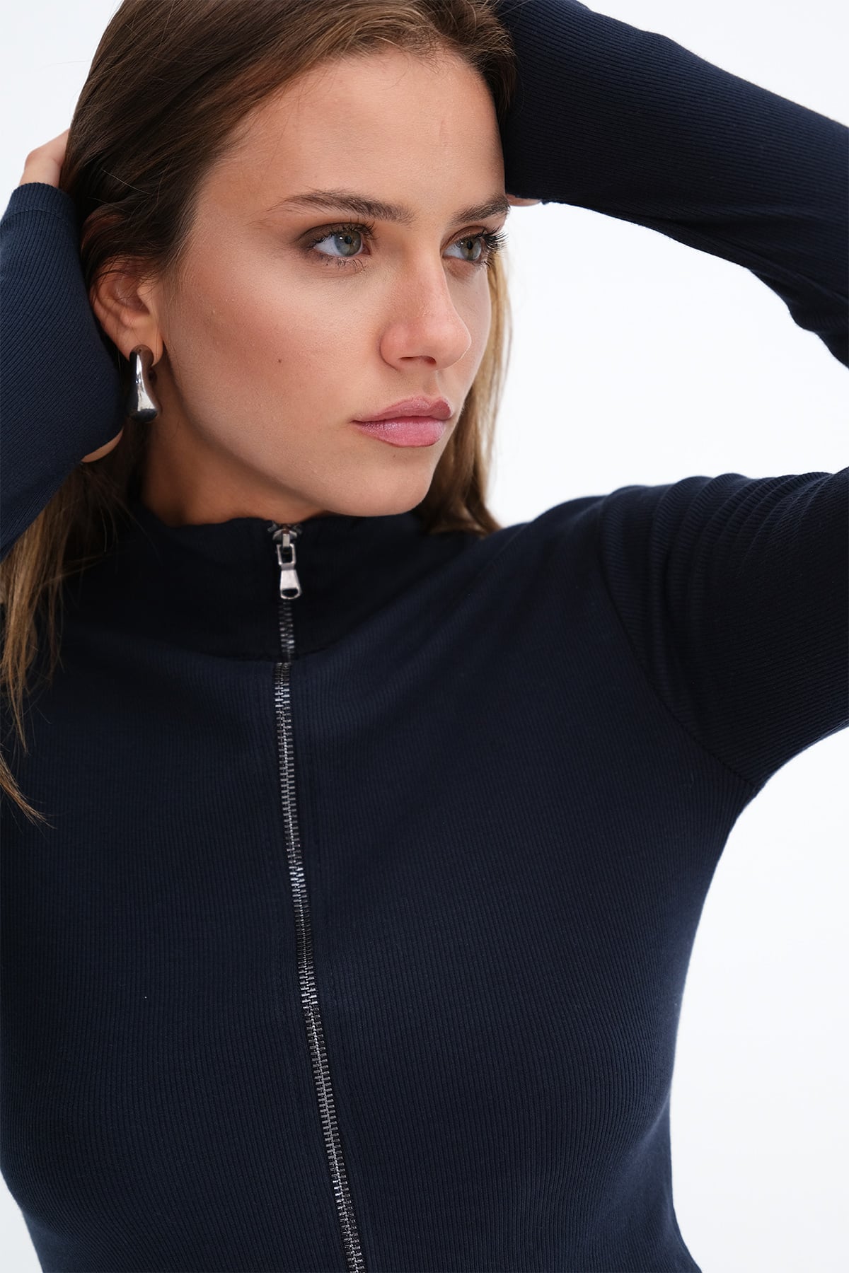 Dark-Night-Blue_Long-Sleeve-Zip-Up-Blouse-addax