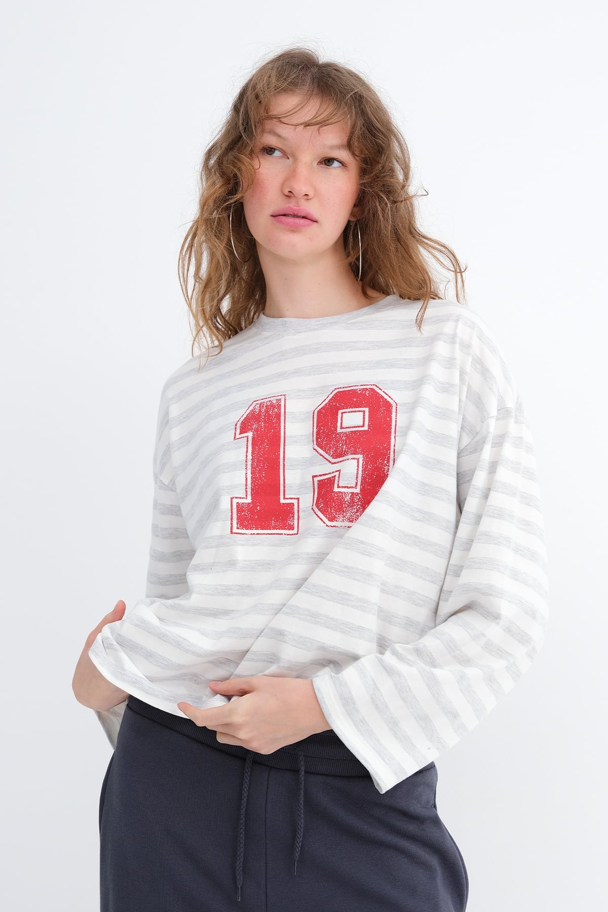 Striped Printed Long Sleeve T-shirt