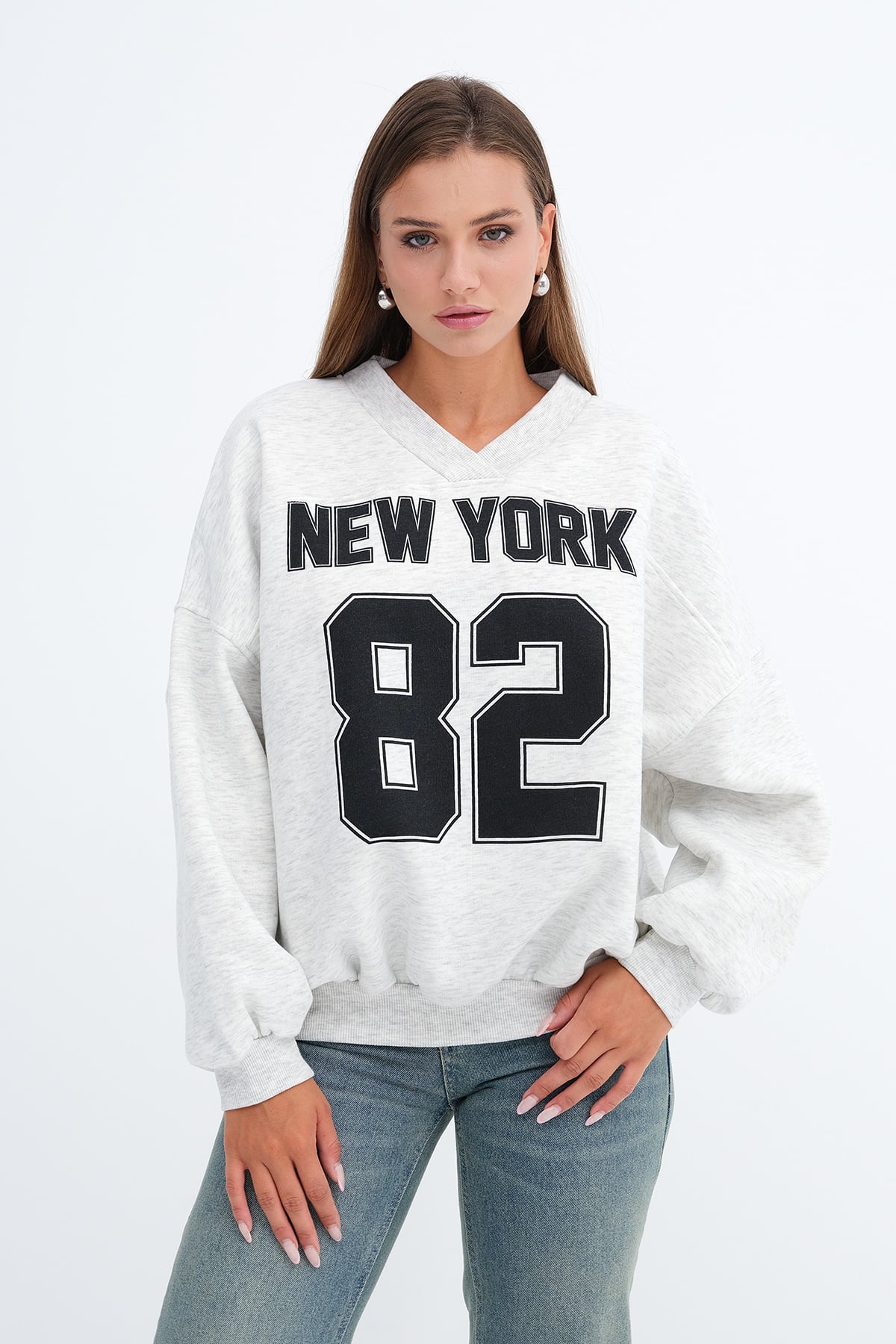 Grey-Melange_Printed-Fleece-Sweatshirt-addax