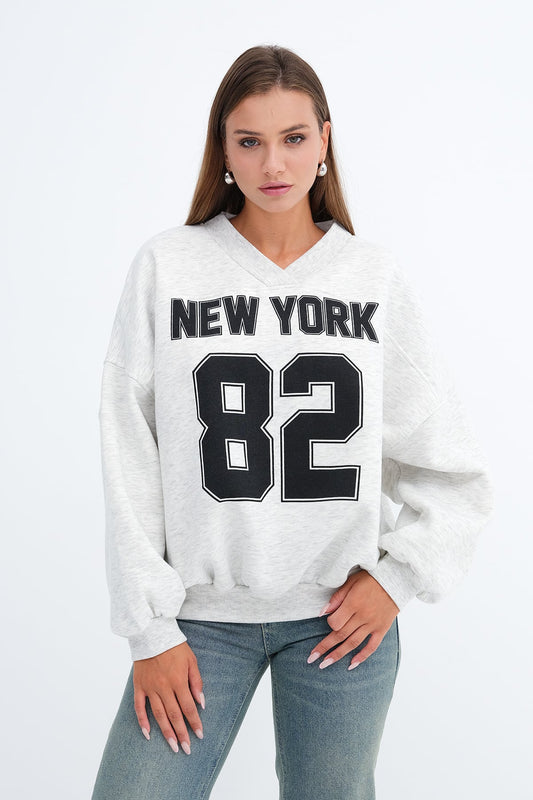 Grey-Melange_Printed-Fleece-Sweatshirt-addax