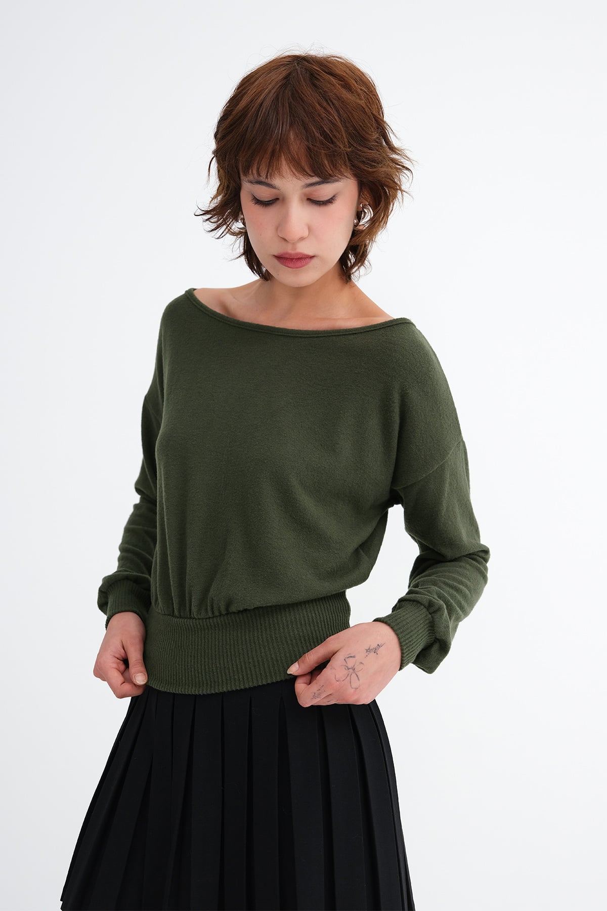 Dark-Green_Long-Sleeved-Modal-Blouse-addax