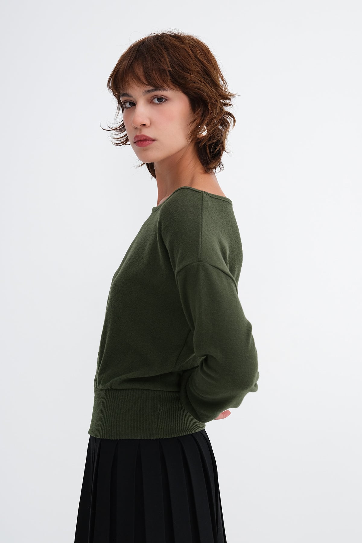 Dark-Green_Long-Sleeved-Modal-Blouse-addax
