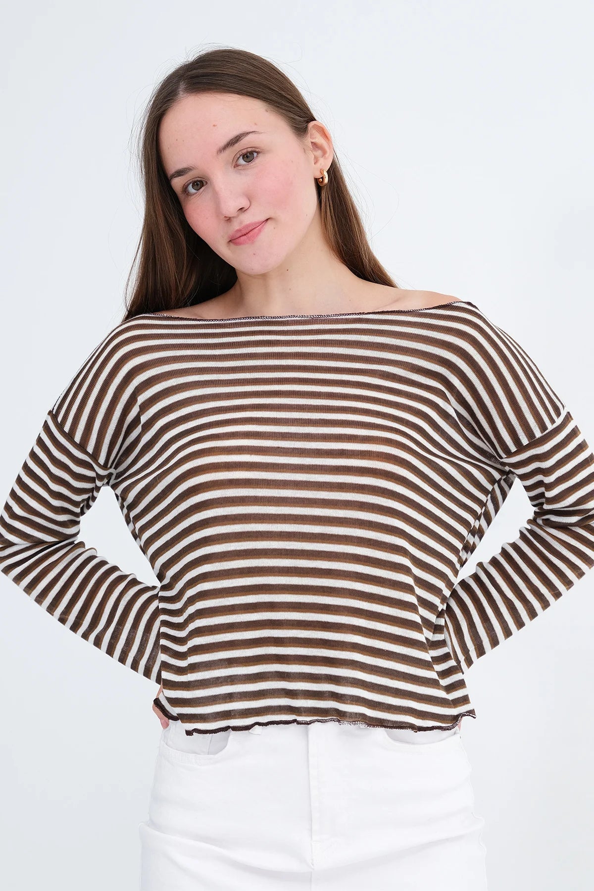 Brown_Striped-Blouse-addax