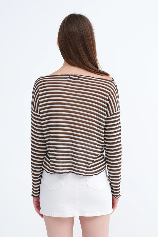 Brown_Striped-Blouse-addax