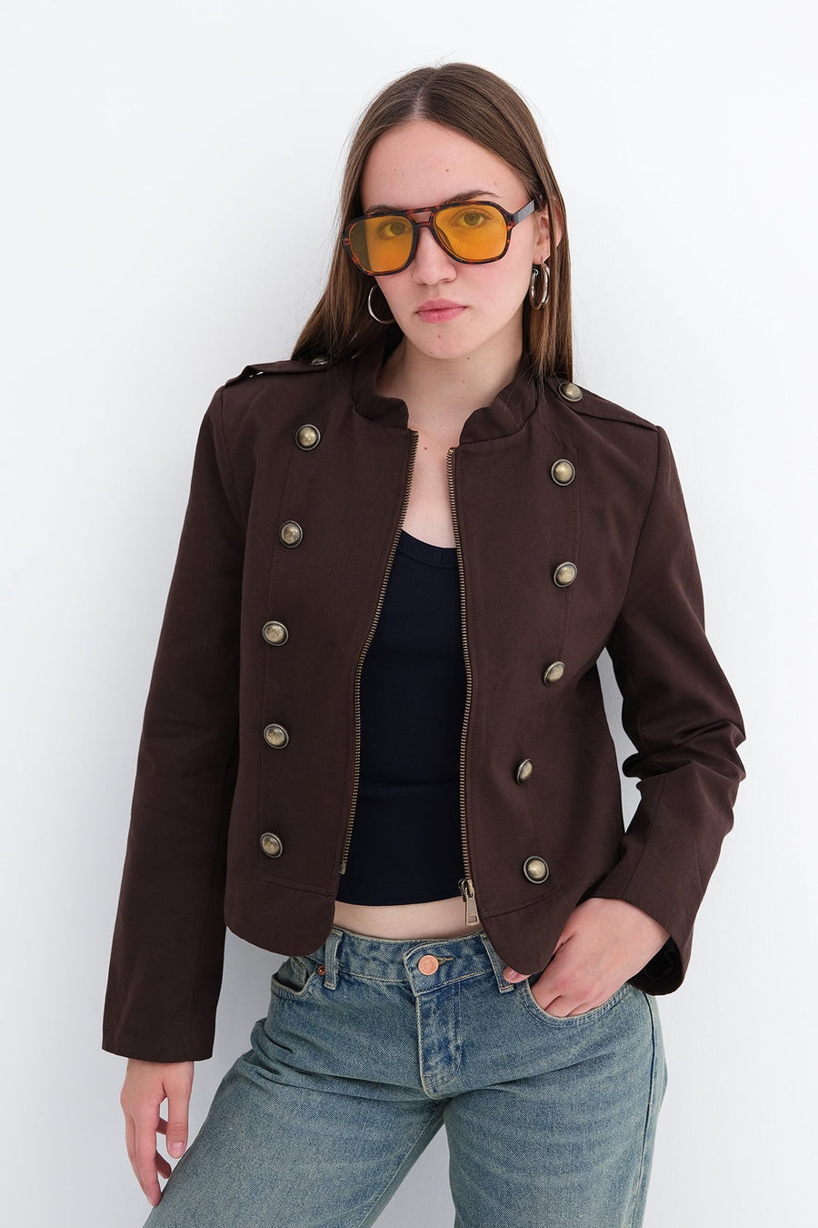 Brown_Padded-Shoulder-Buttoned-Jacket-addax