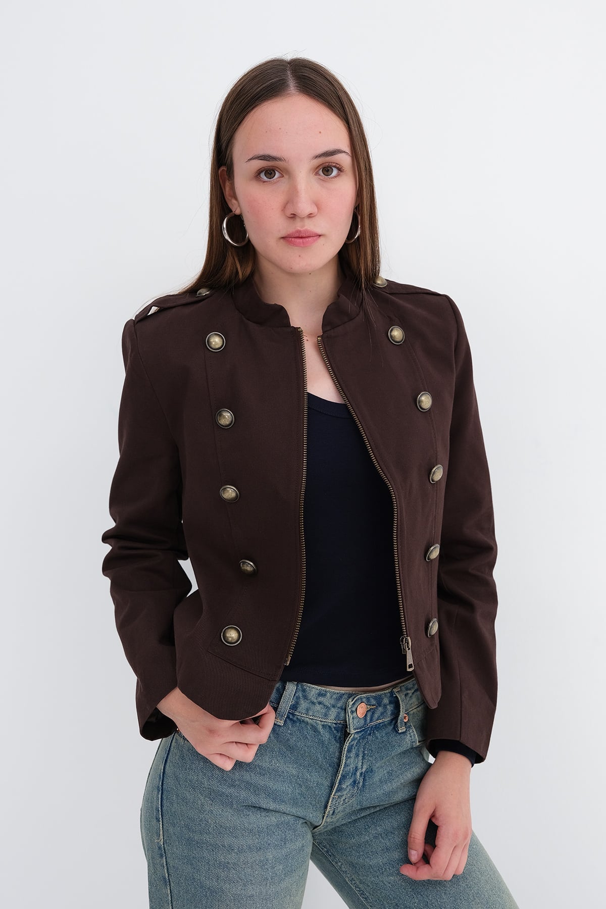 Brown_Padded-Shoulder-Buttoned-Jacket-addax