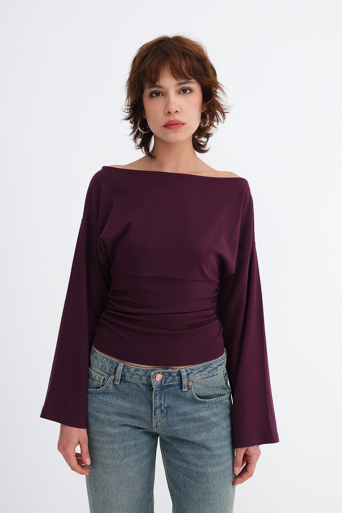Gardenia_Boat-Neck-Ruched-Blouse-addax