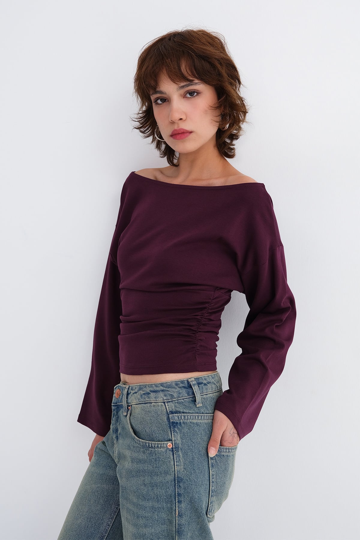 Gardenia_Boat-Neck-Ruched-Blouse-addax