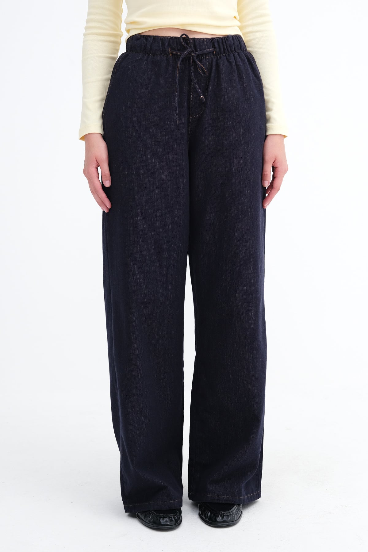Elastic Waist Wide Leg Trousers