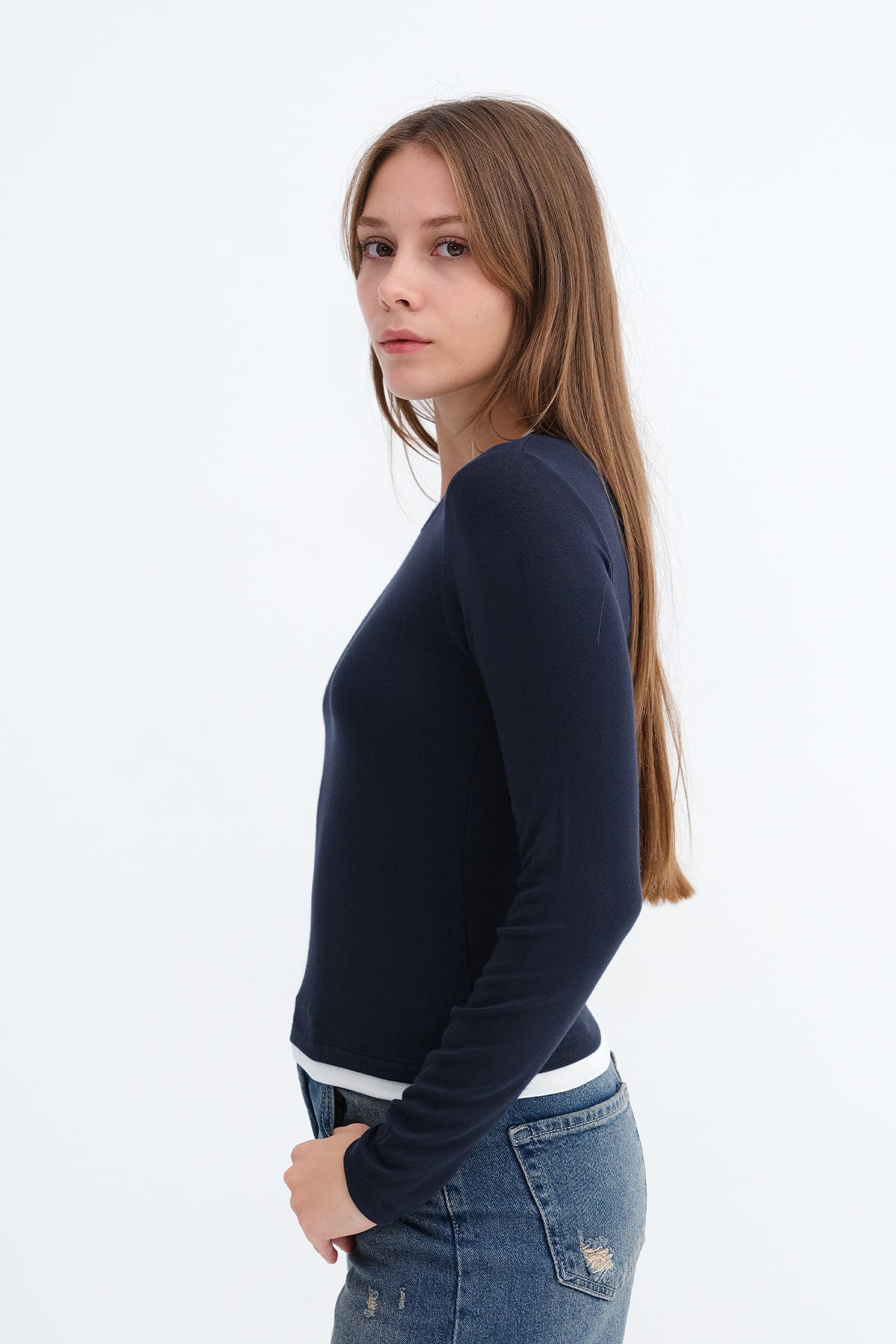 Dark-Night-Blue_Contrast-Trim-Blouse-addax