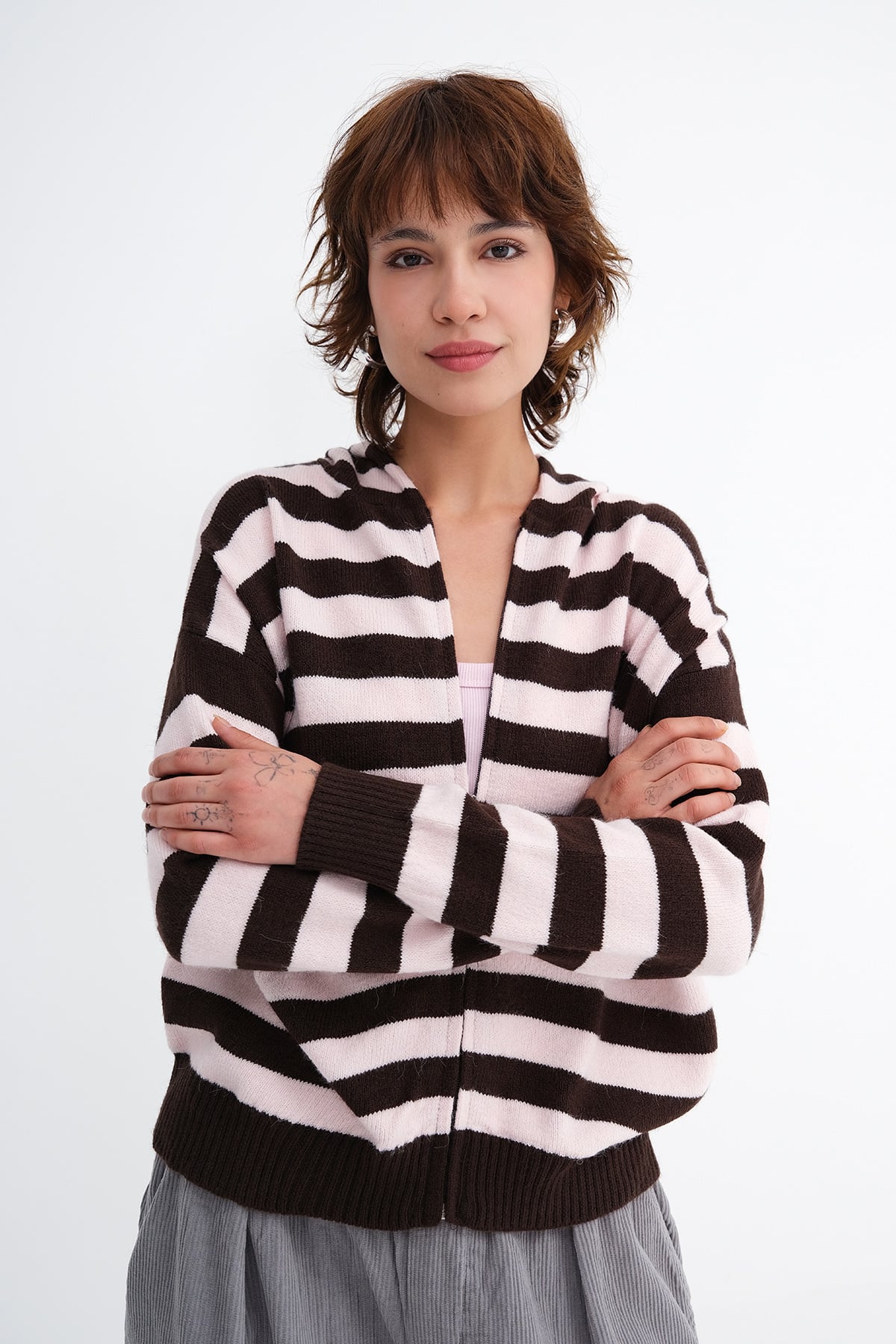 Brown-Lotus_Striped-Knit-Cardigan-addax