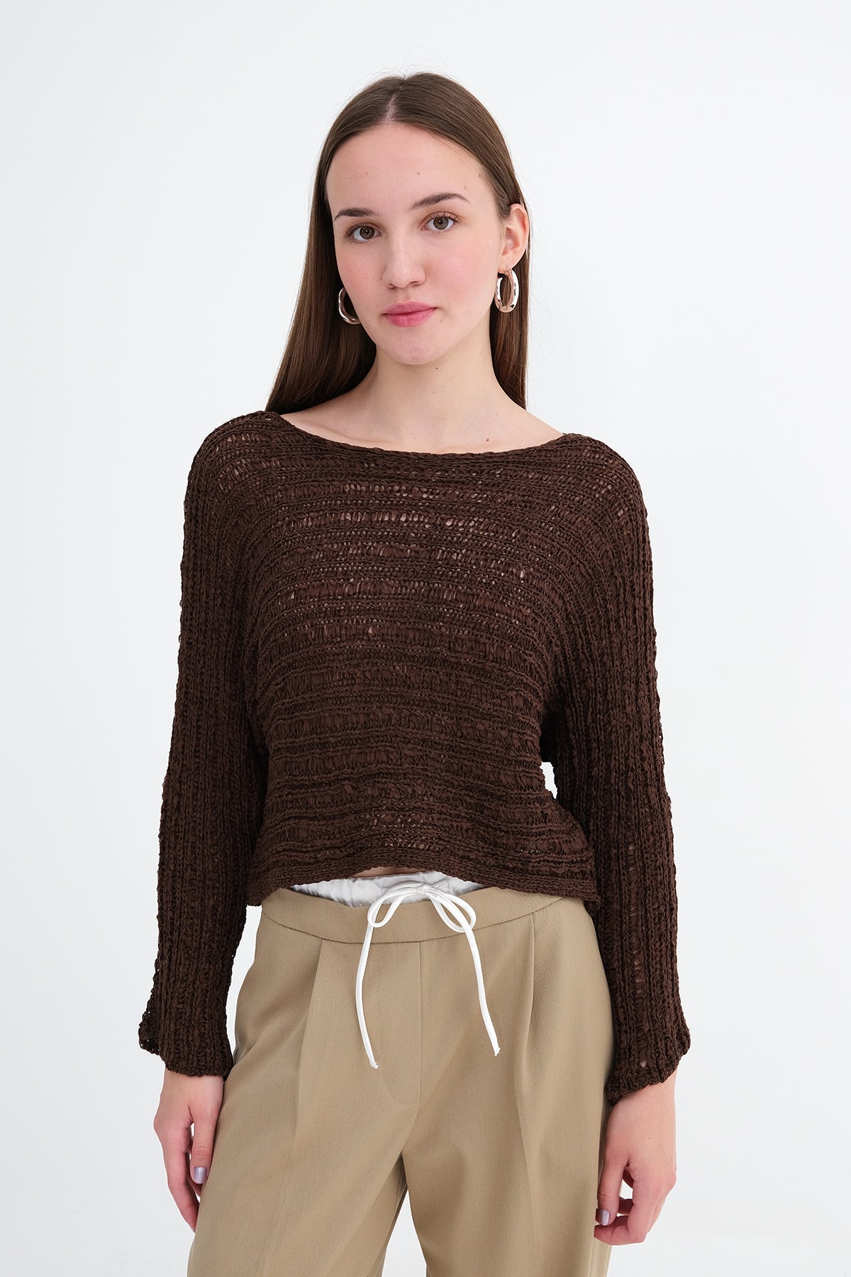 Brown_Crew-Neck-Openwork-Knit-Top-addax