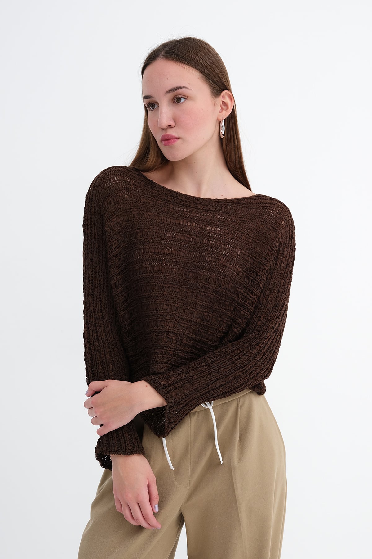 Brown_Crew-Neck-Openwork-Knit-Top-addax