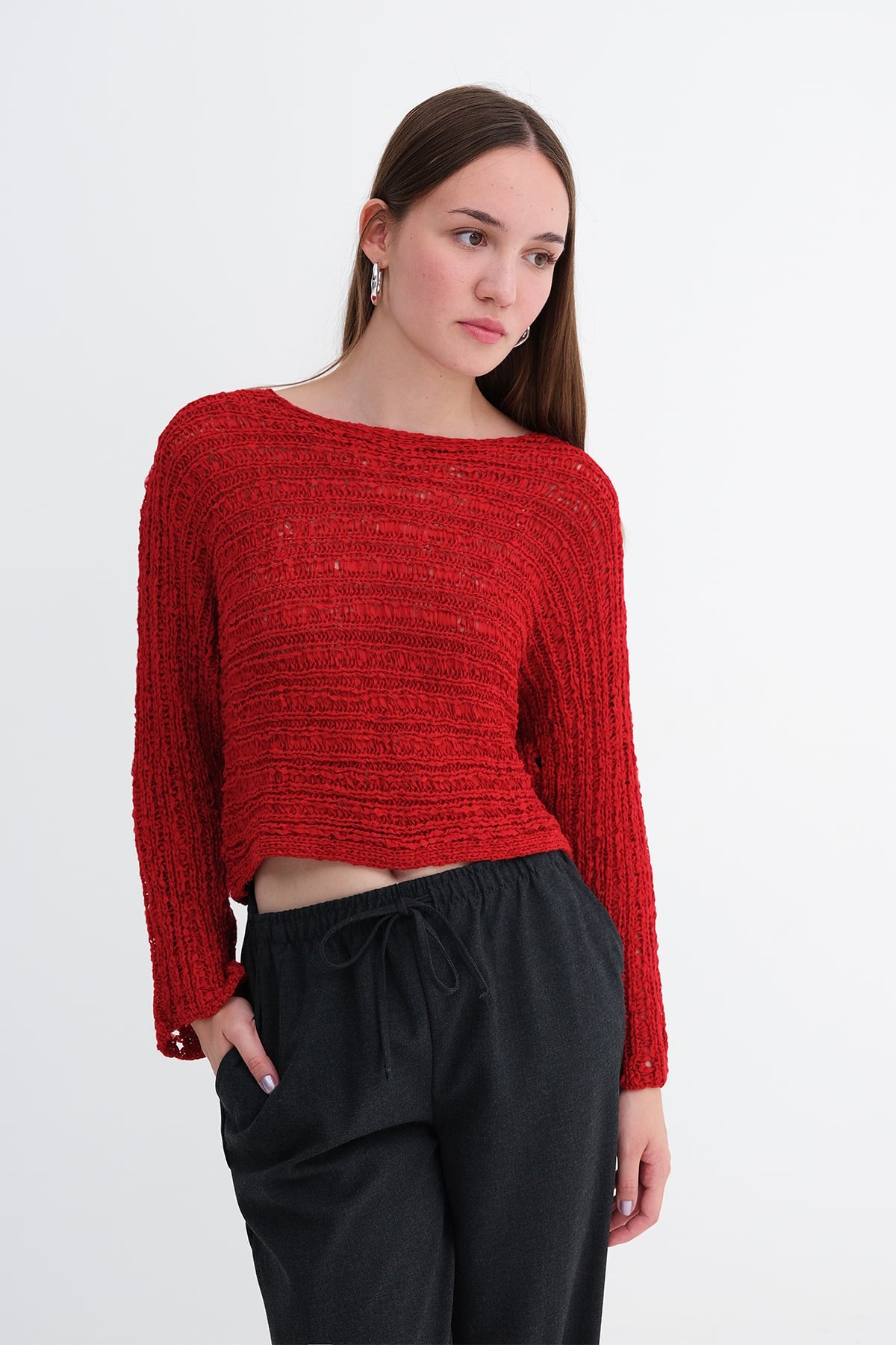 Red_Crew-Neck-Openwork-Knit-Top-addax