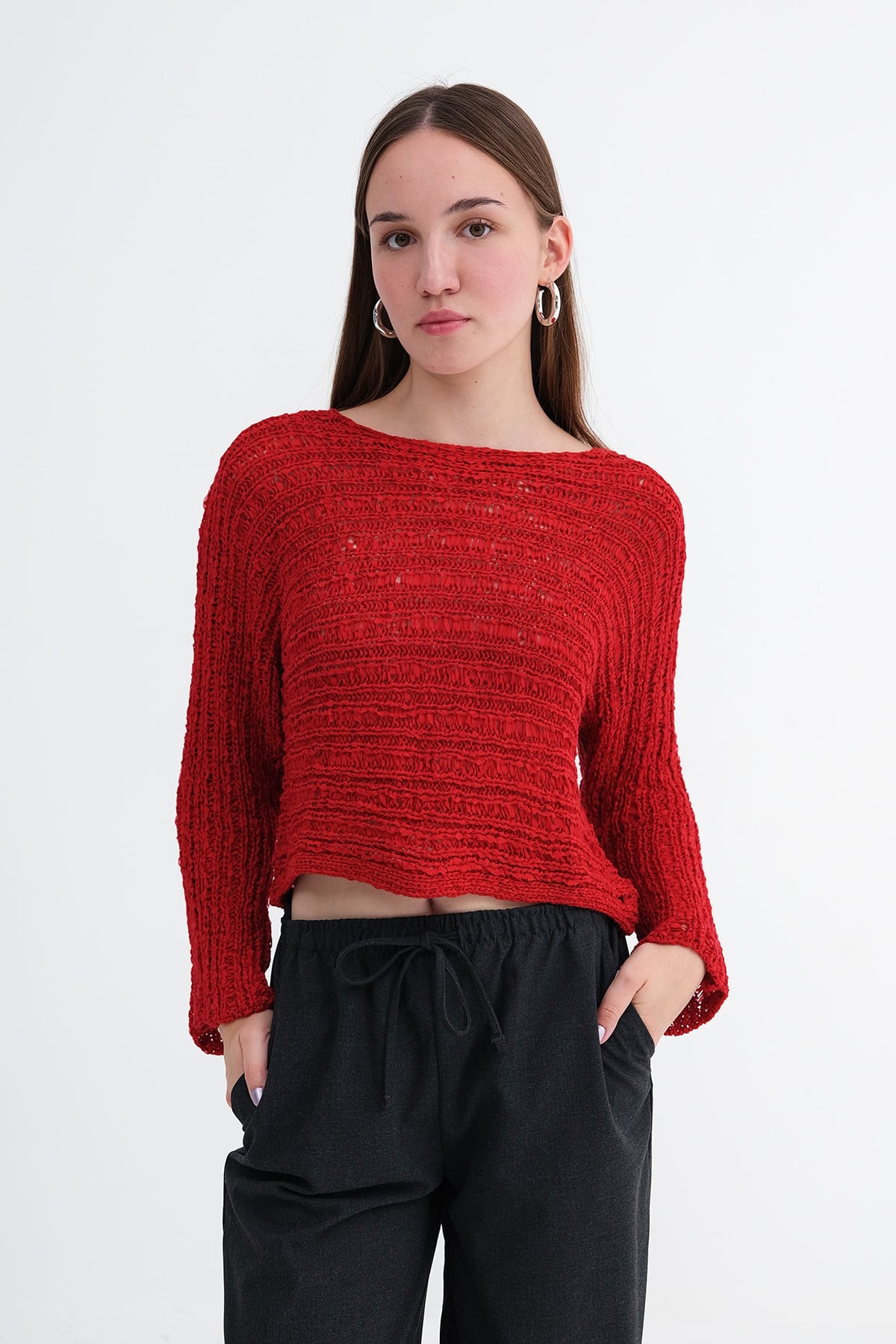 Red_Crew-Neck-Openwork-Knit-Top-addax