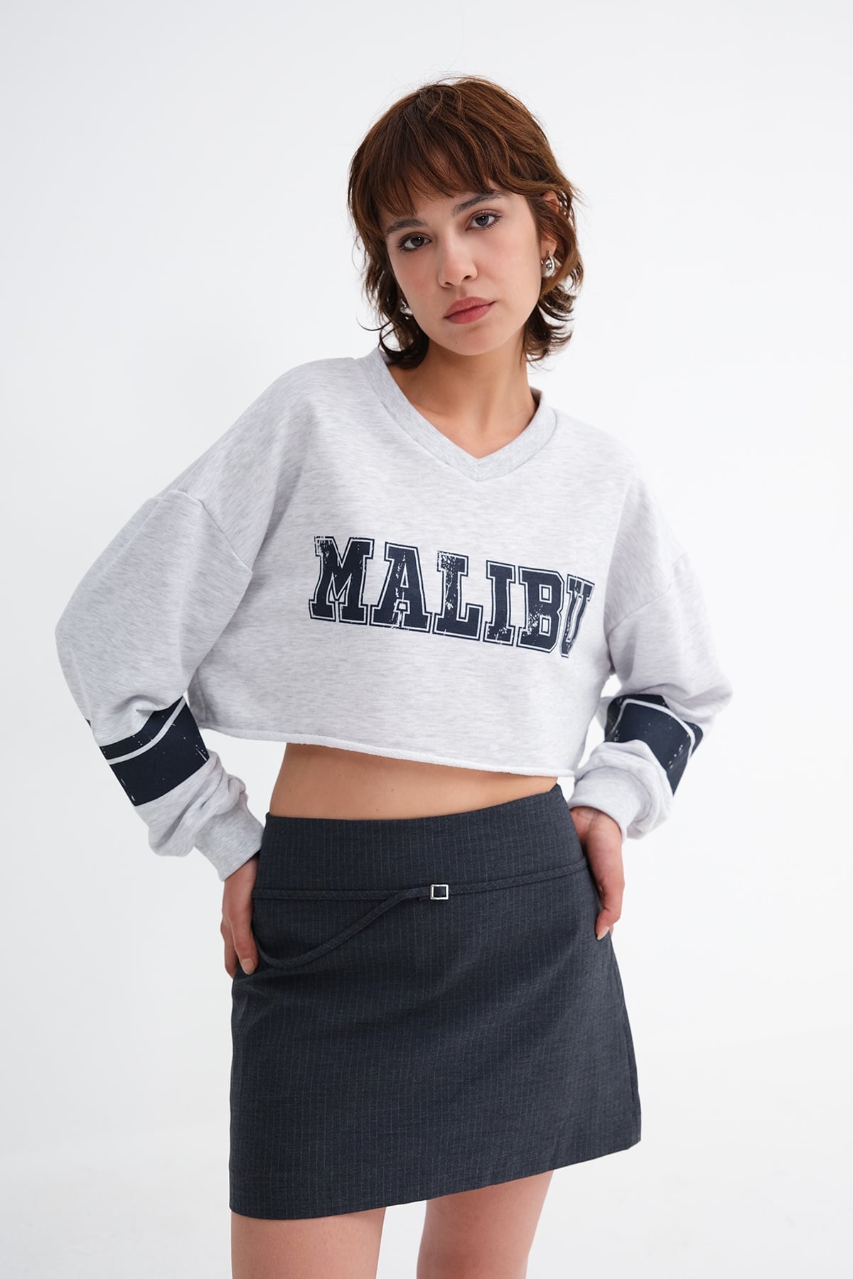 Printed Crop Sweatshirt