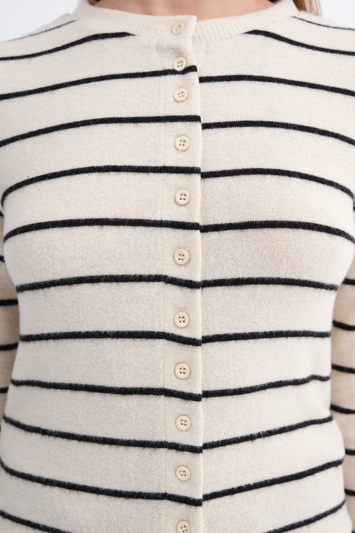 Ecru---Black_Striped-Knit-Cardigan-addax