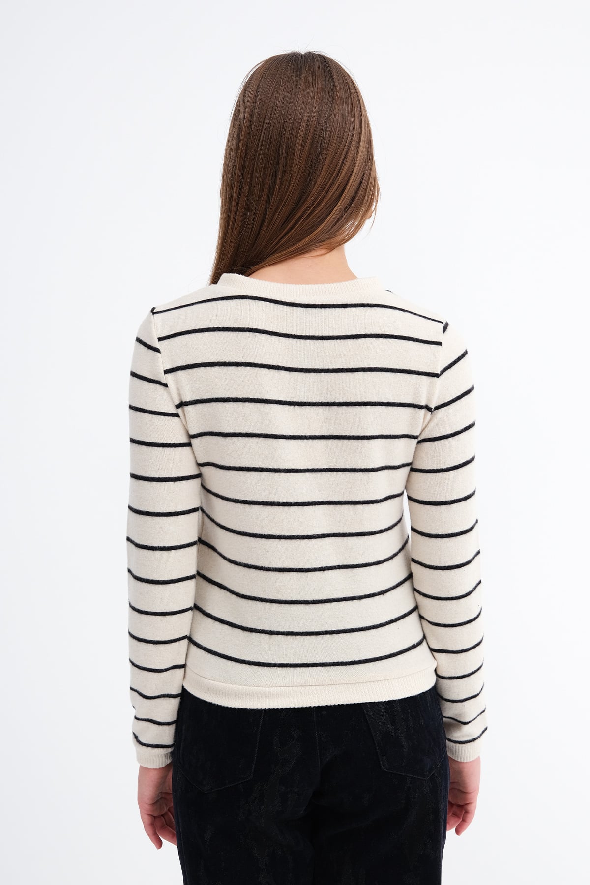 Ecru---Black_Striped-Knit-Cardigan-addax
