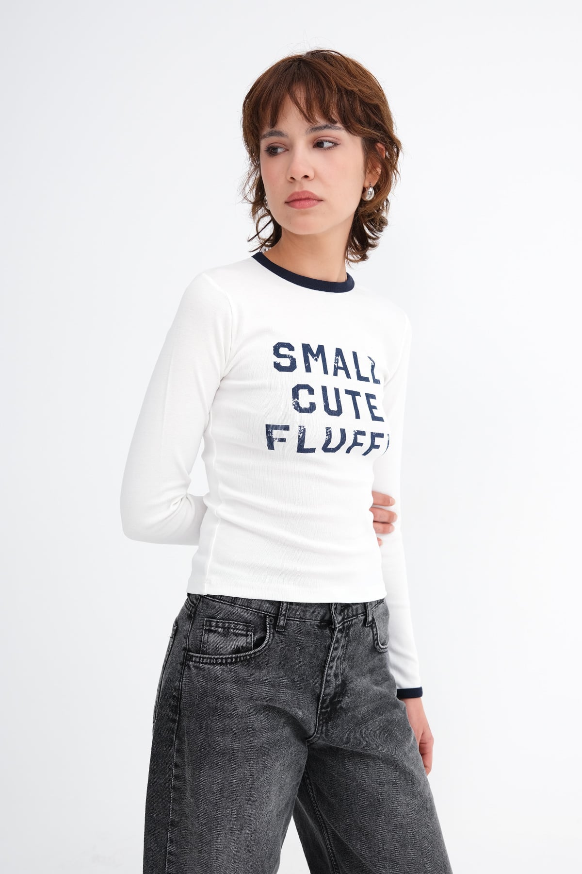 Ecru_Text-Print-T-shirt-addax