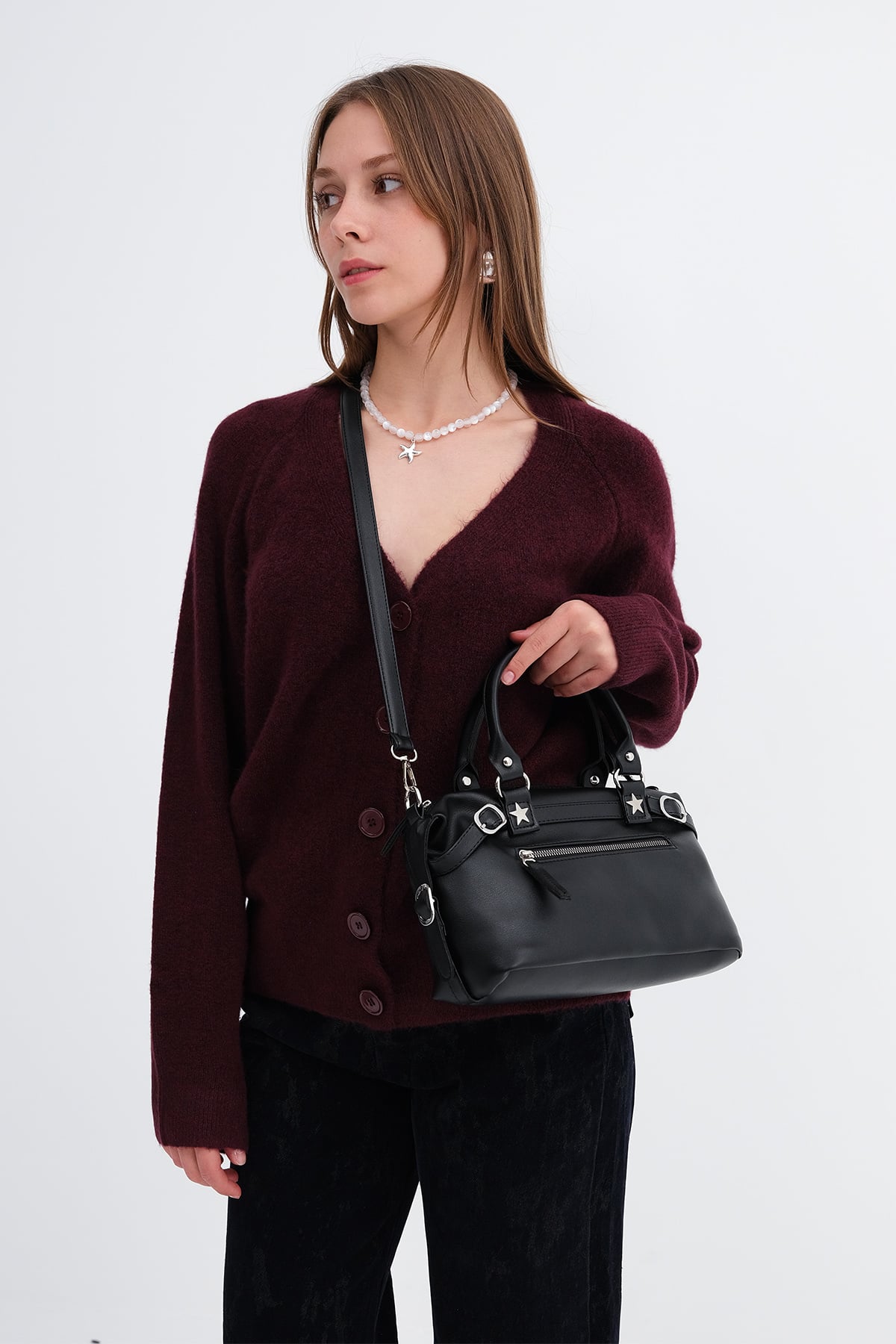 Zippered Hand and Shoulder Bag