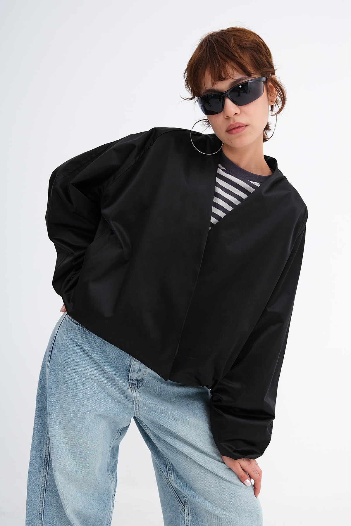 Wrap Neck Bomber Jacket