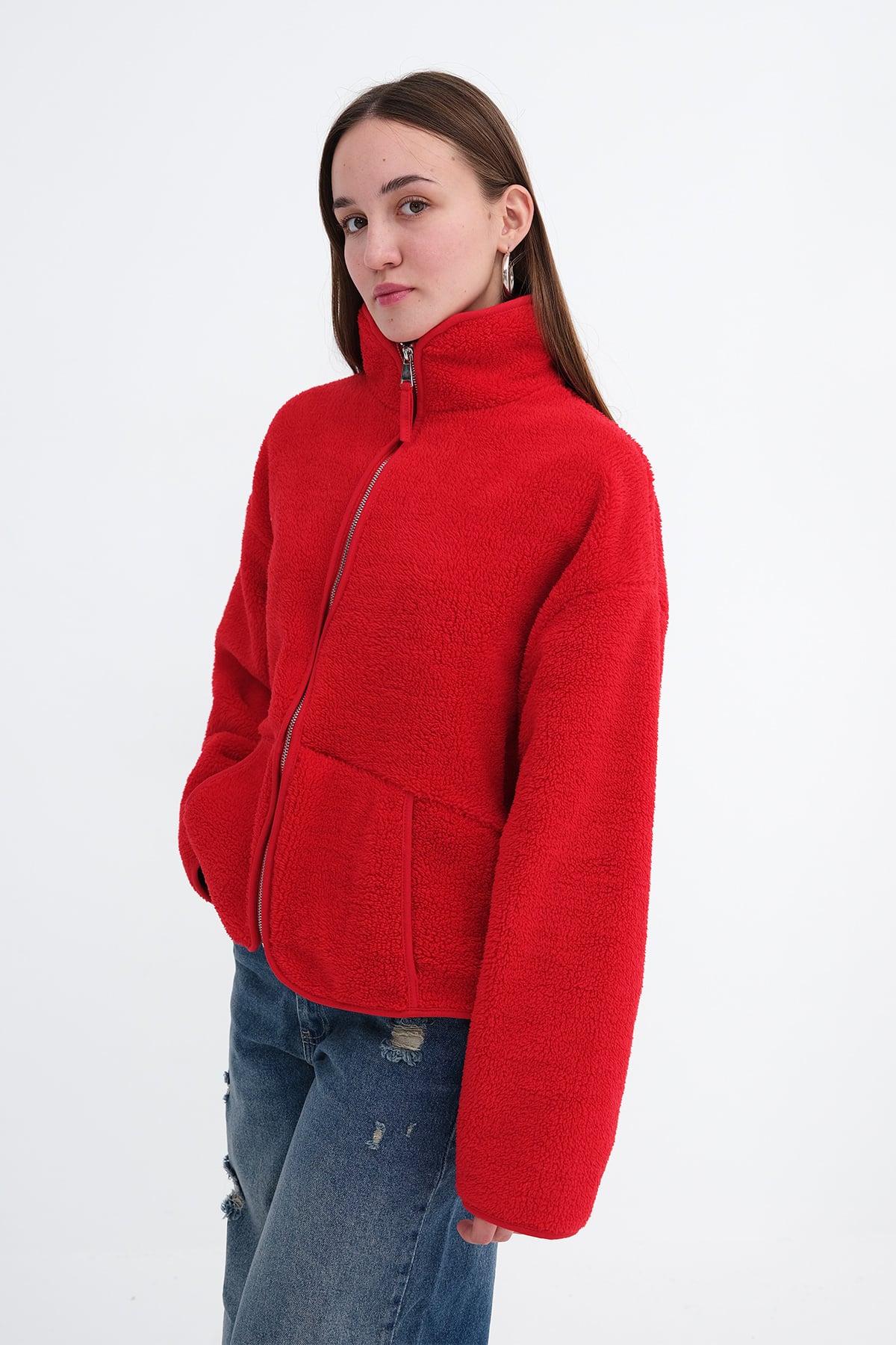 Red_Zipped-Fleece-Cardigan-addax