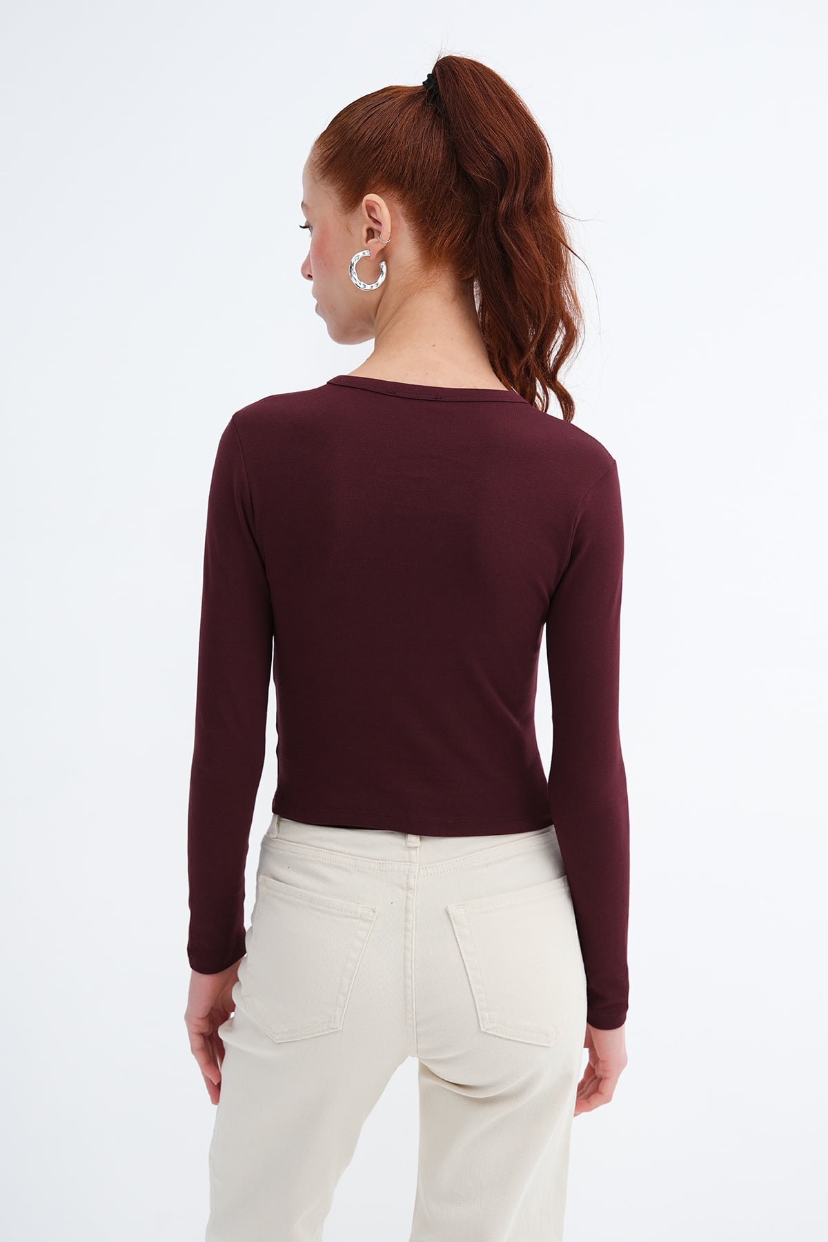 Dark-Maroon_Buttoned-Long-Sleeve-Cardigan-addax